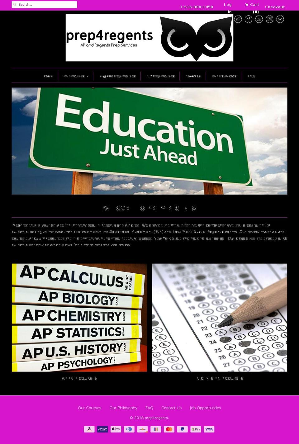 prep4regents.com — Shopify storefront screenshot