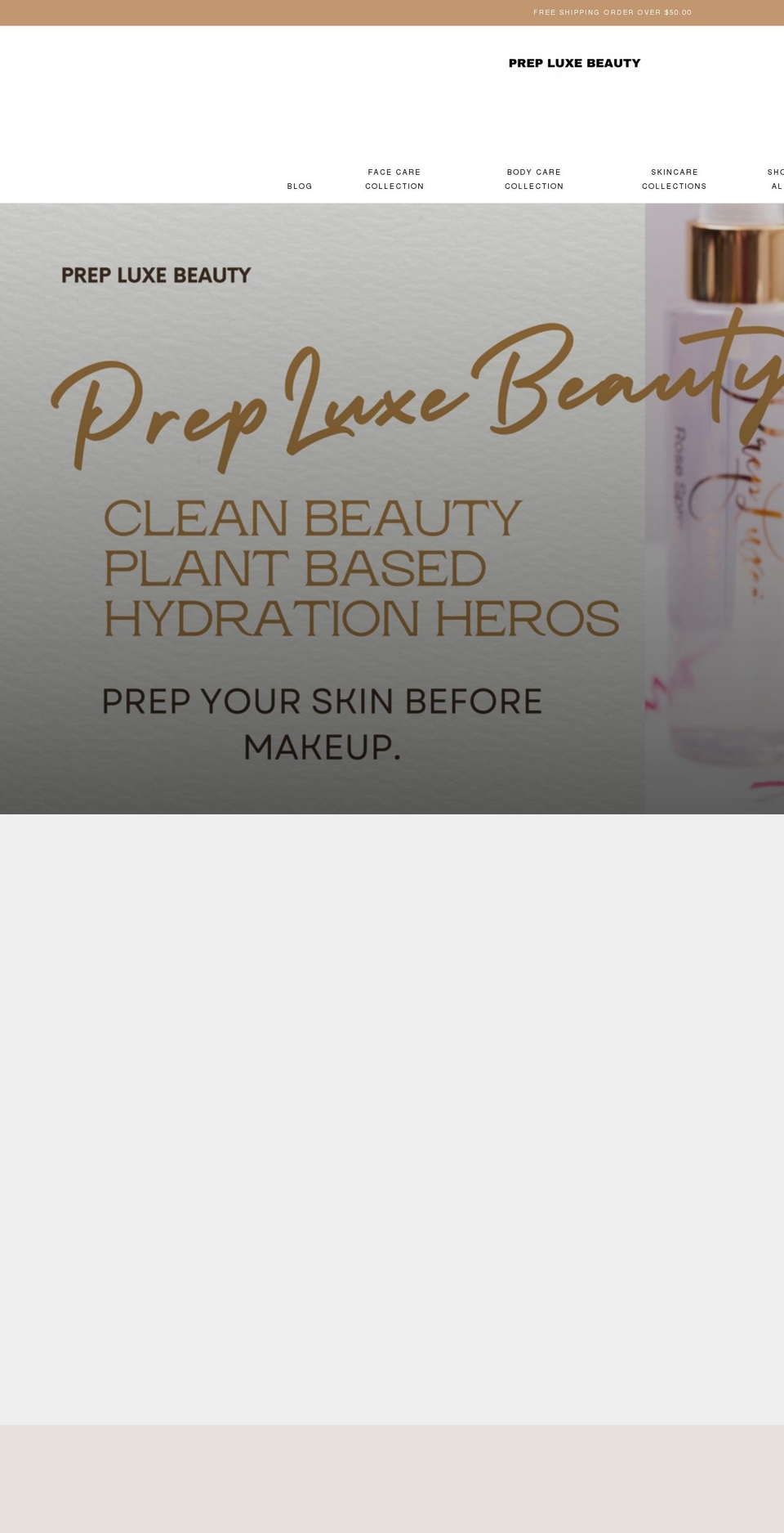 prepluxebeauty.com shopify website screenshot