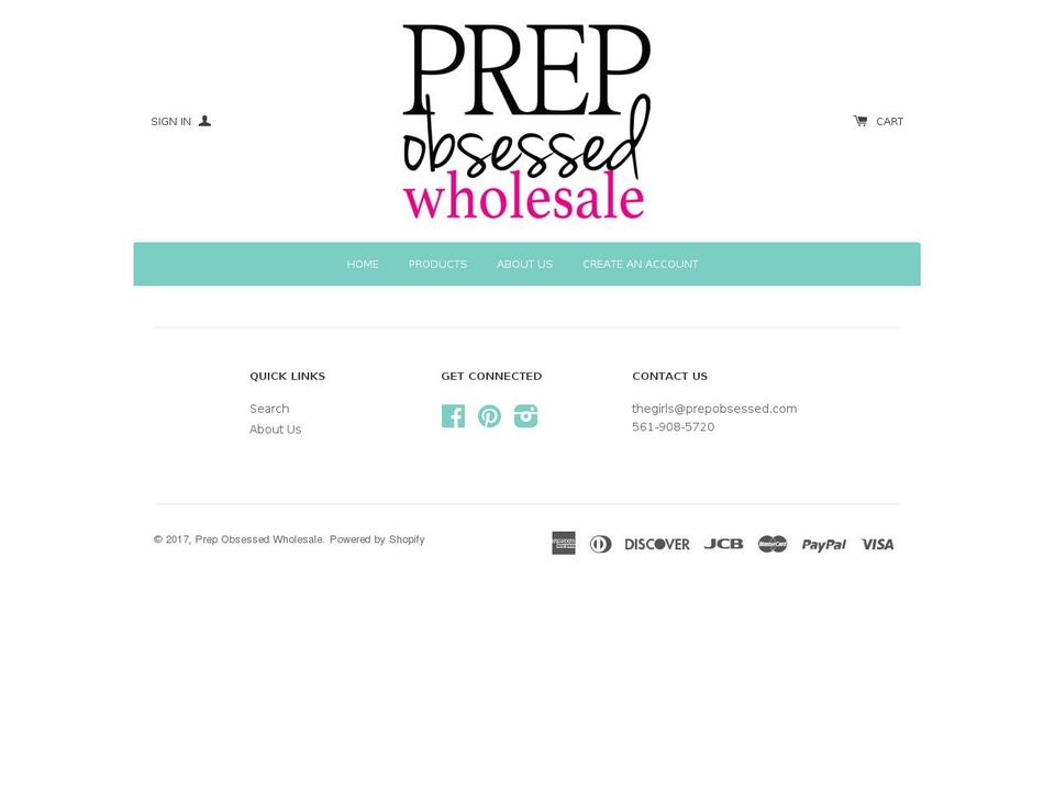 prepobsessedwholesale.com shopify website screenshot