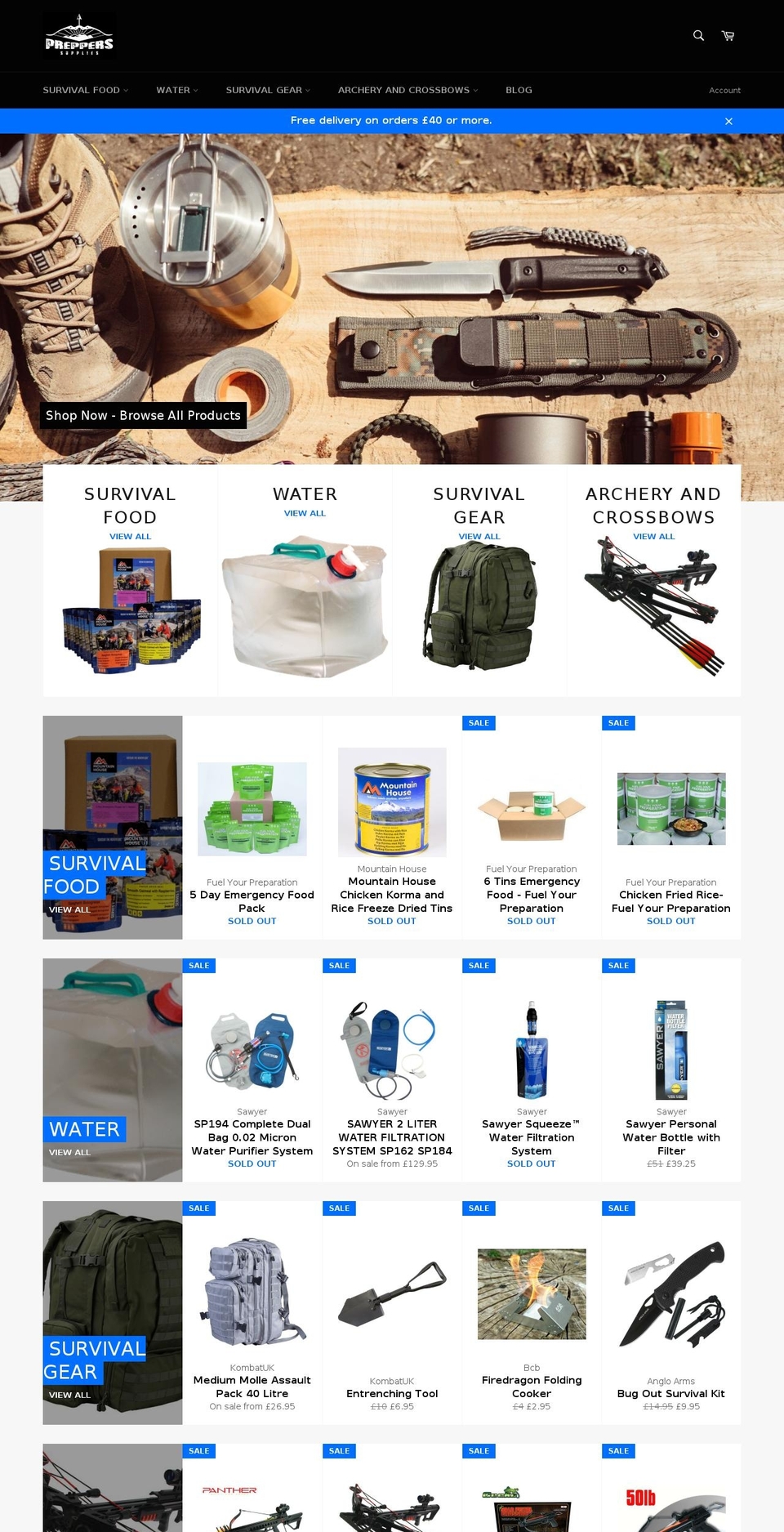 prepperssupplies.co.uk shopify website screenshot