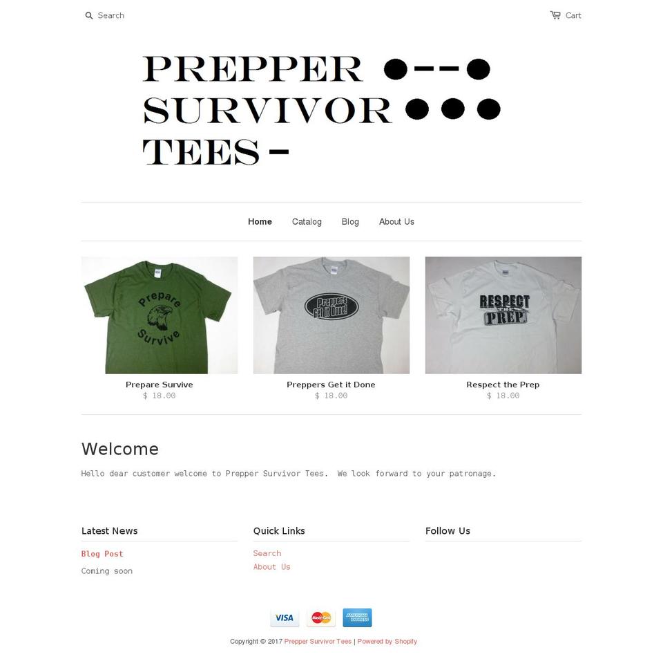 preppersurvivortees.com shopify website screenshot