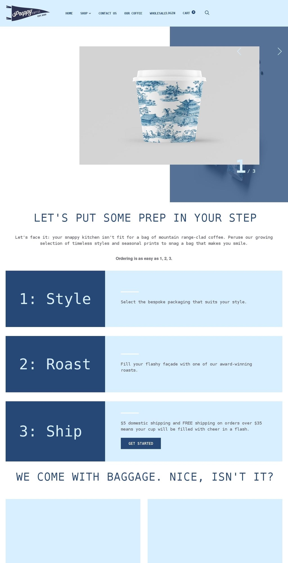 preppycoffee.com shopify website screenshot