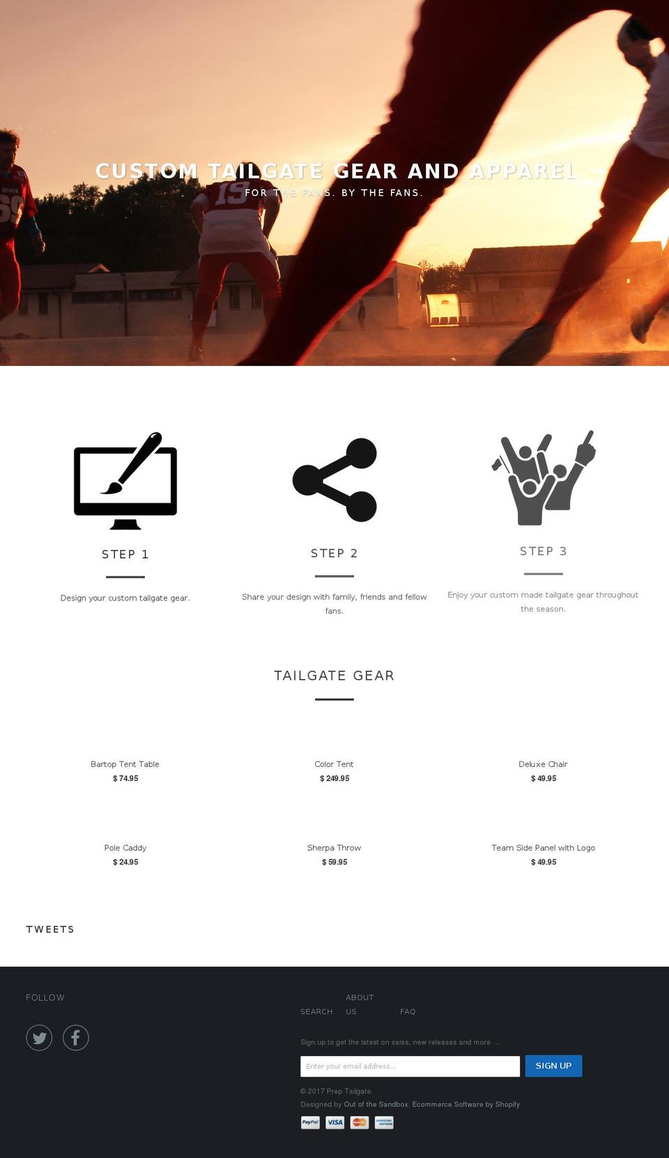 preptailgater.com shopify website screenshot