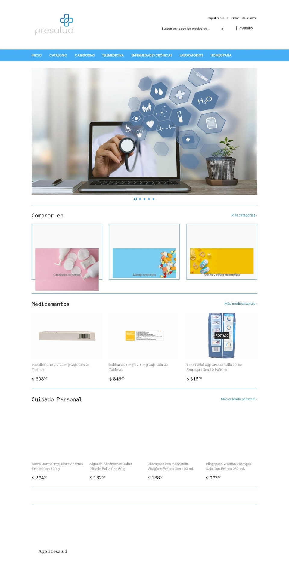 presalud.com shopify website screenshot