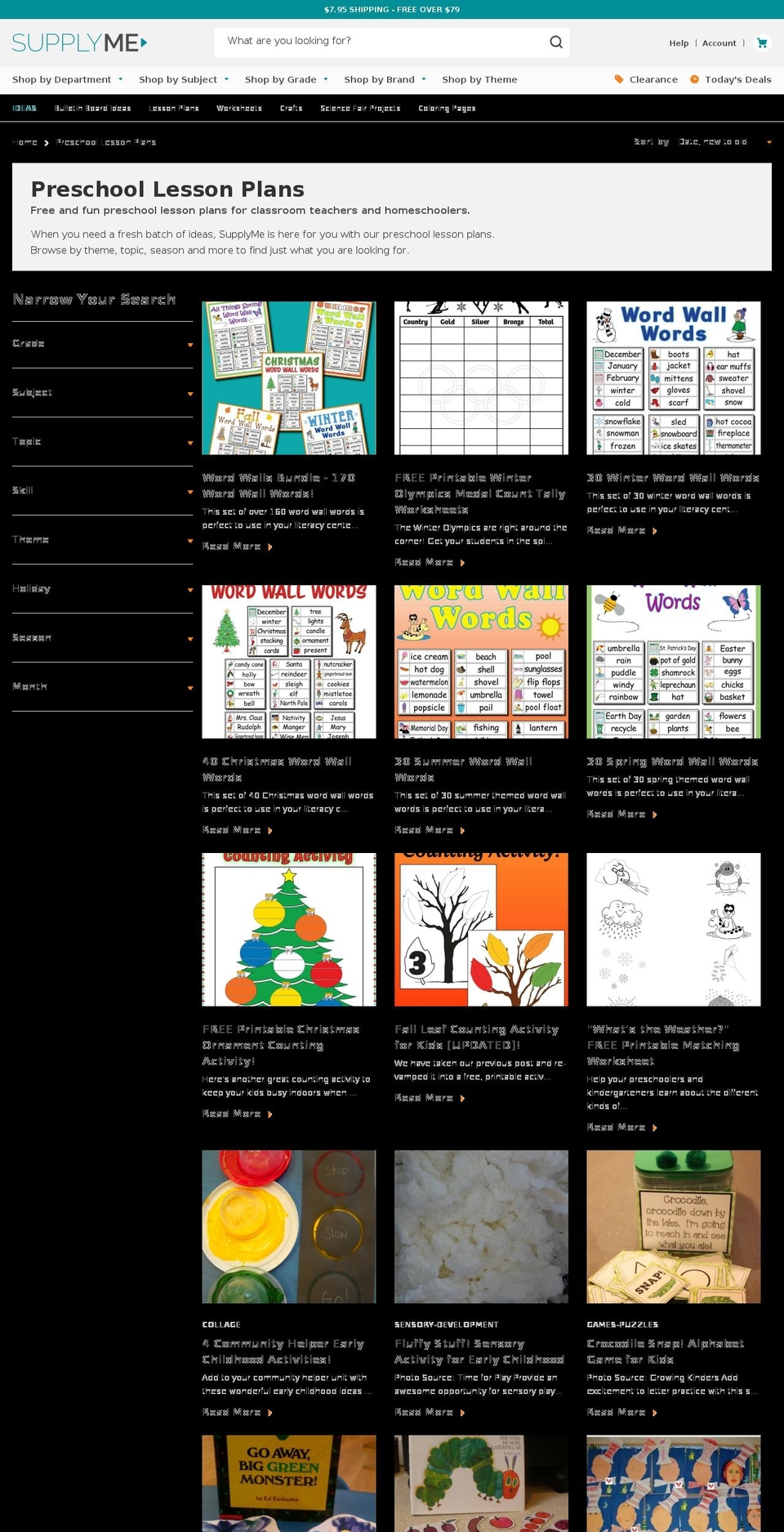 preschoollessonplans.info shopify website screenshot