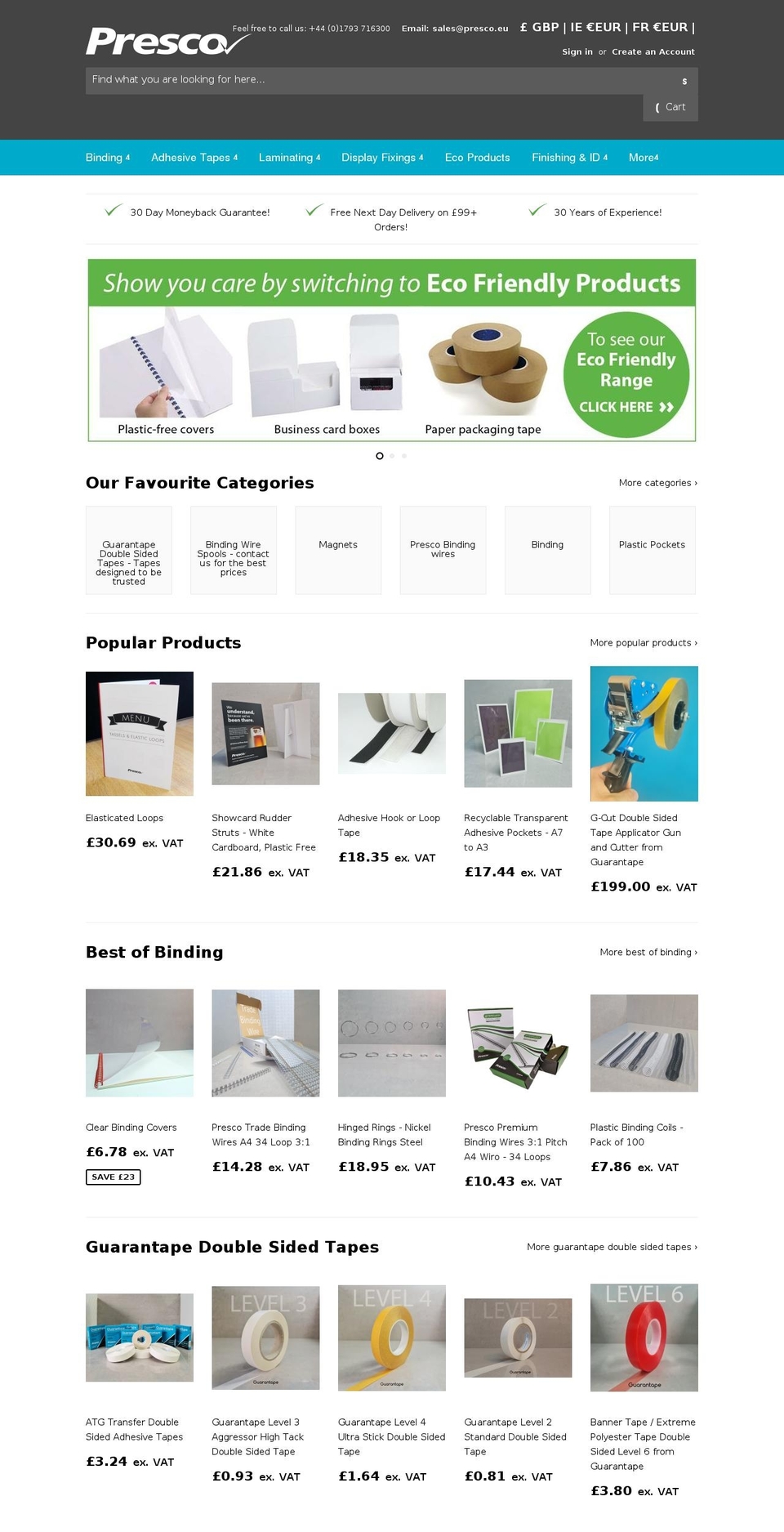 presco.uk shopify website screenshot