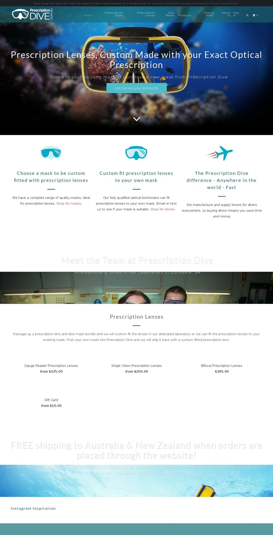 prescriptiondive.com.au shopify website screenshot