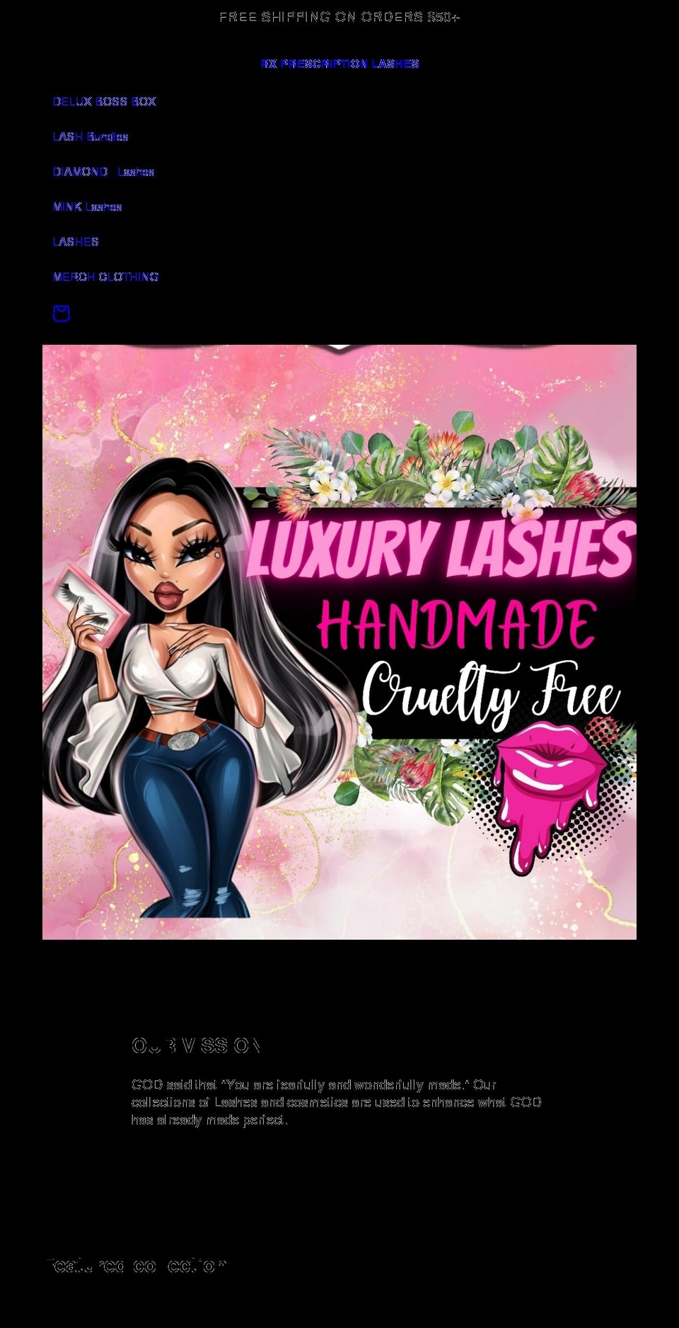 prescriptionlashes.com shopify website screenshot