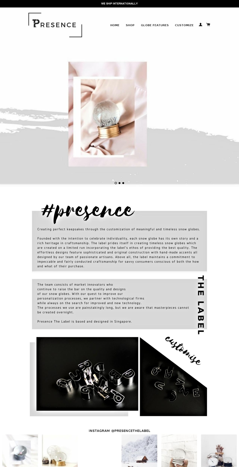 presencethelabel.com — Shopify storefront screenshot