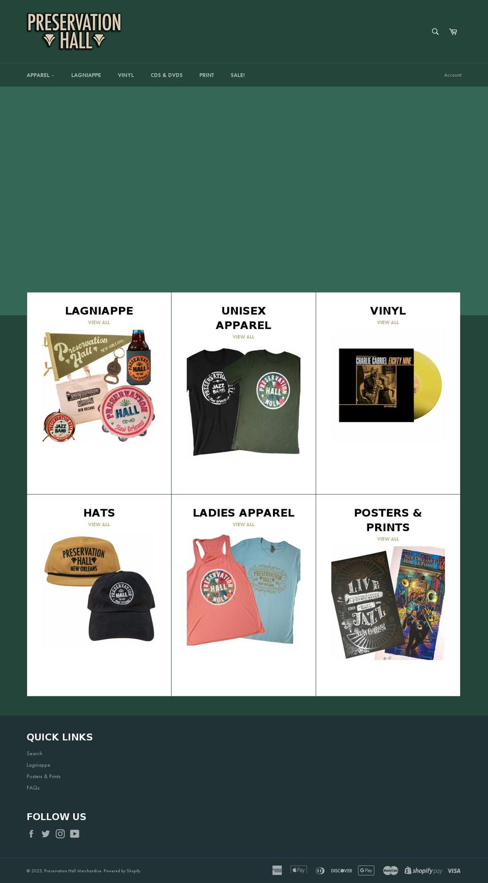 preservation-hall-store.myshopify.com shopify website screenshot