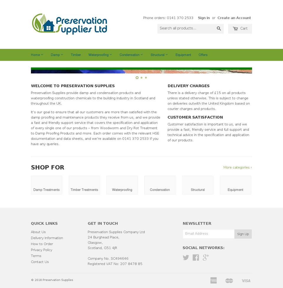 preservation-supplies.co.uk shopify website screenshot