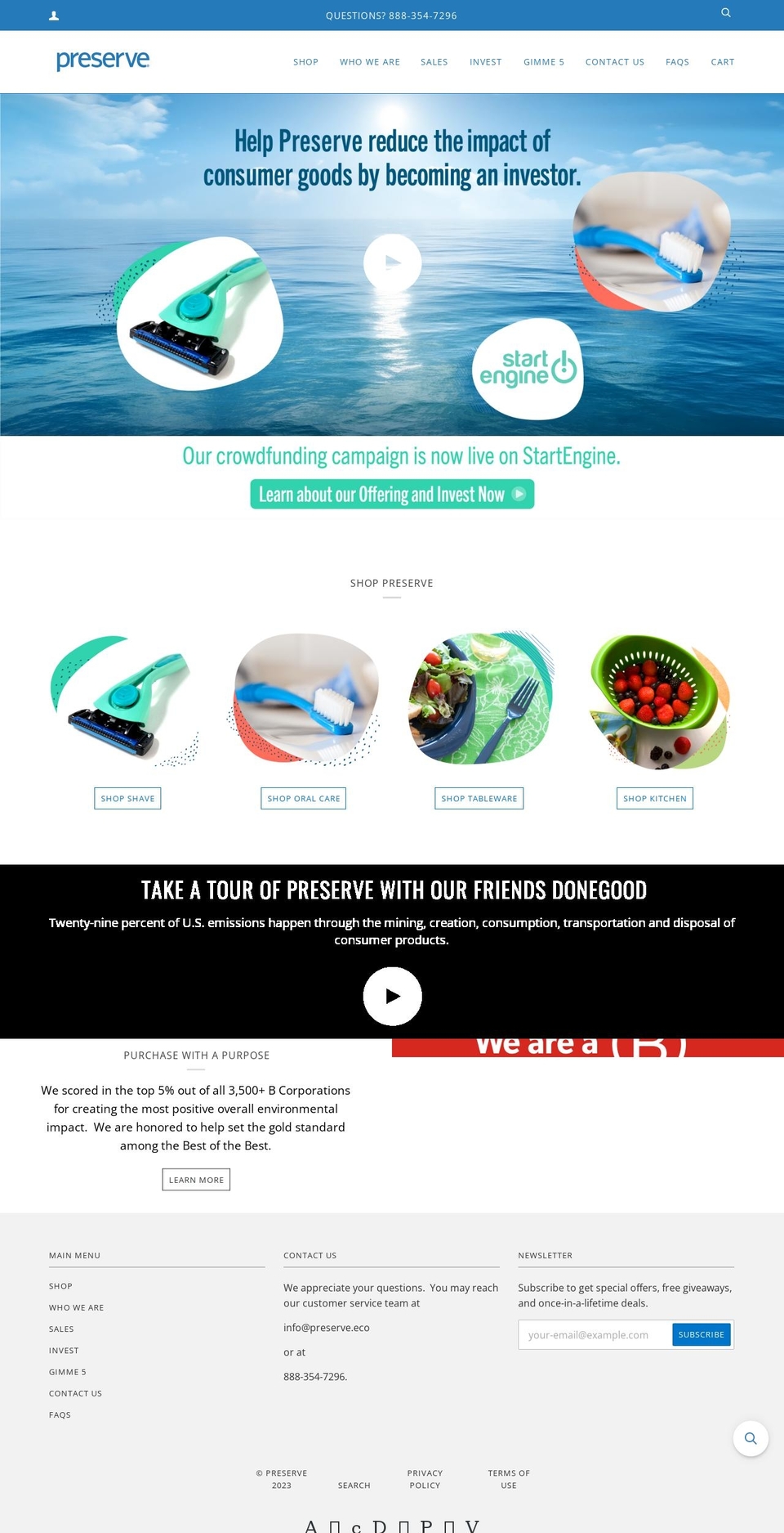 preserve.eco shopify website screenshot