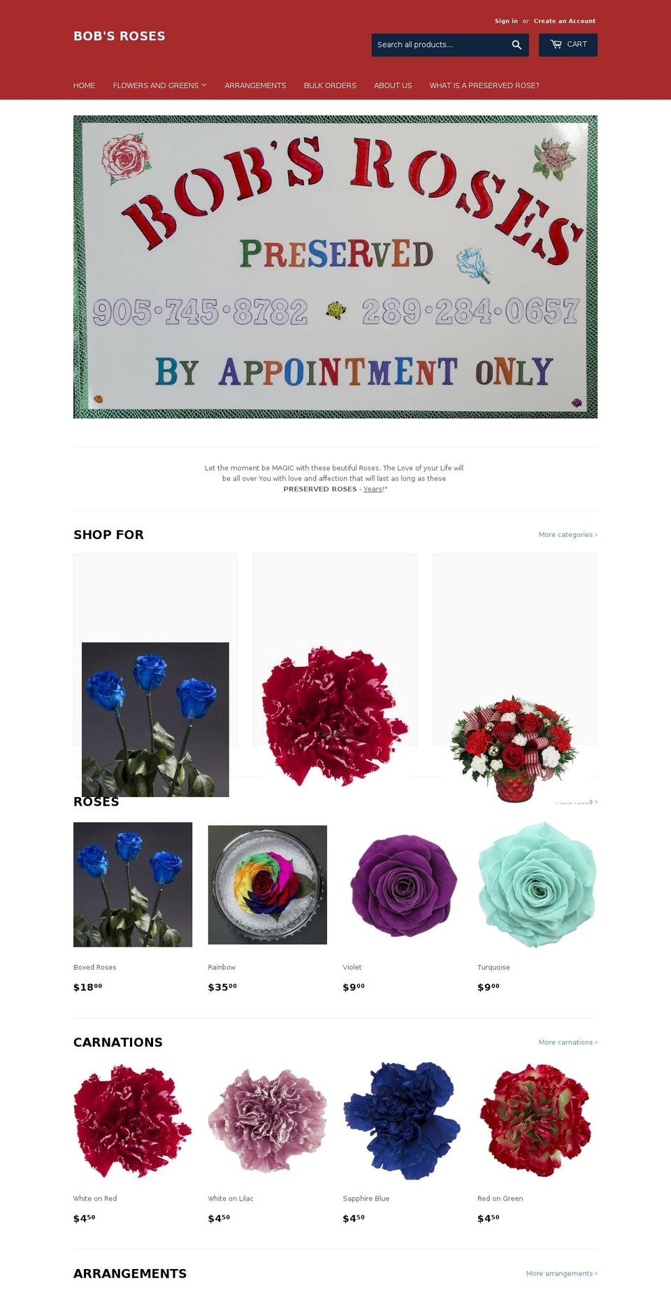 preservedbloom.com shopify website screenshot
