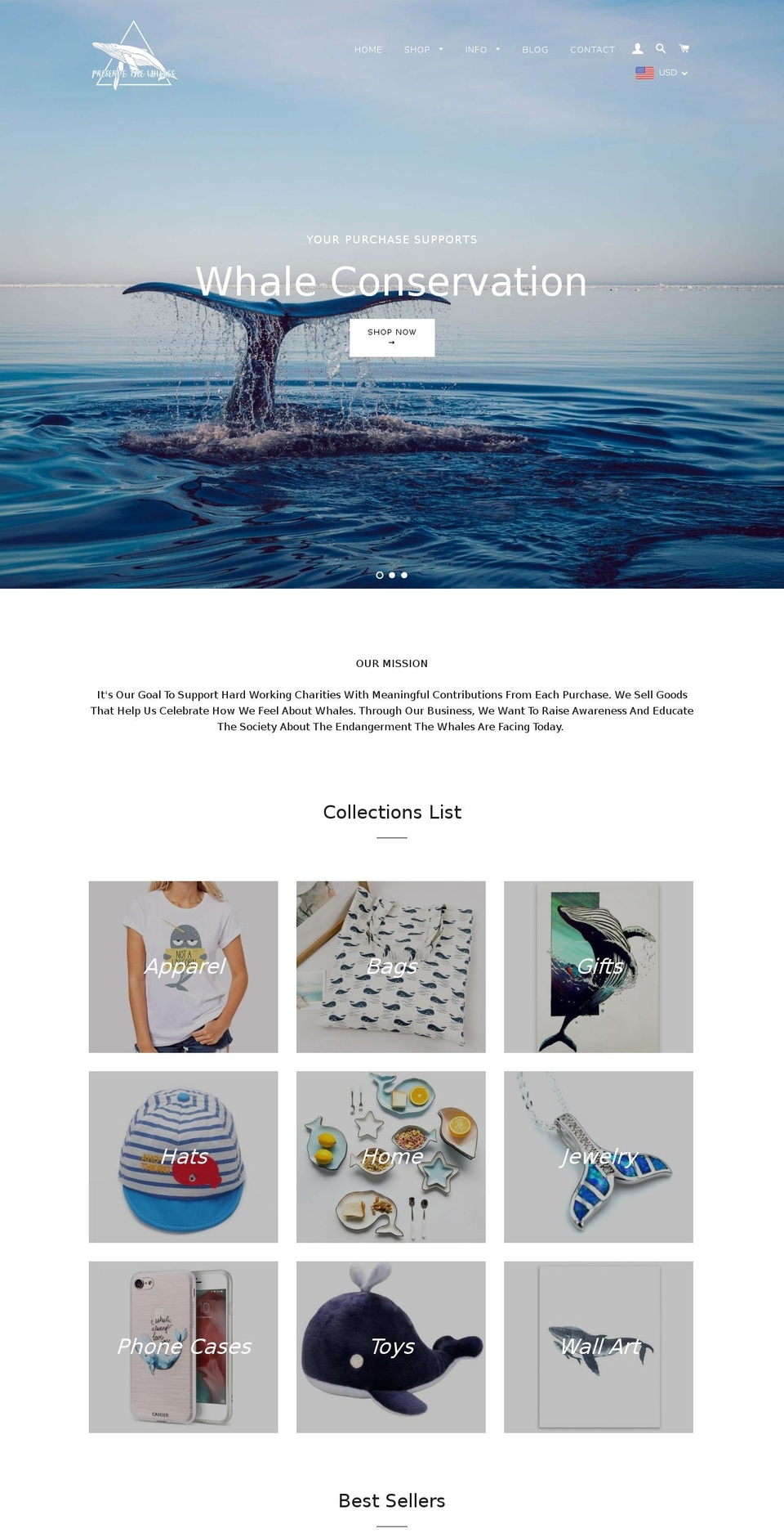 preservethewhales.com — Shopify storefront screenshot