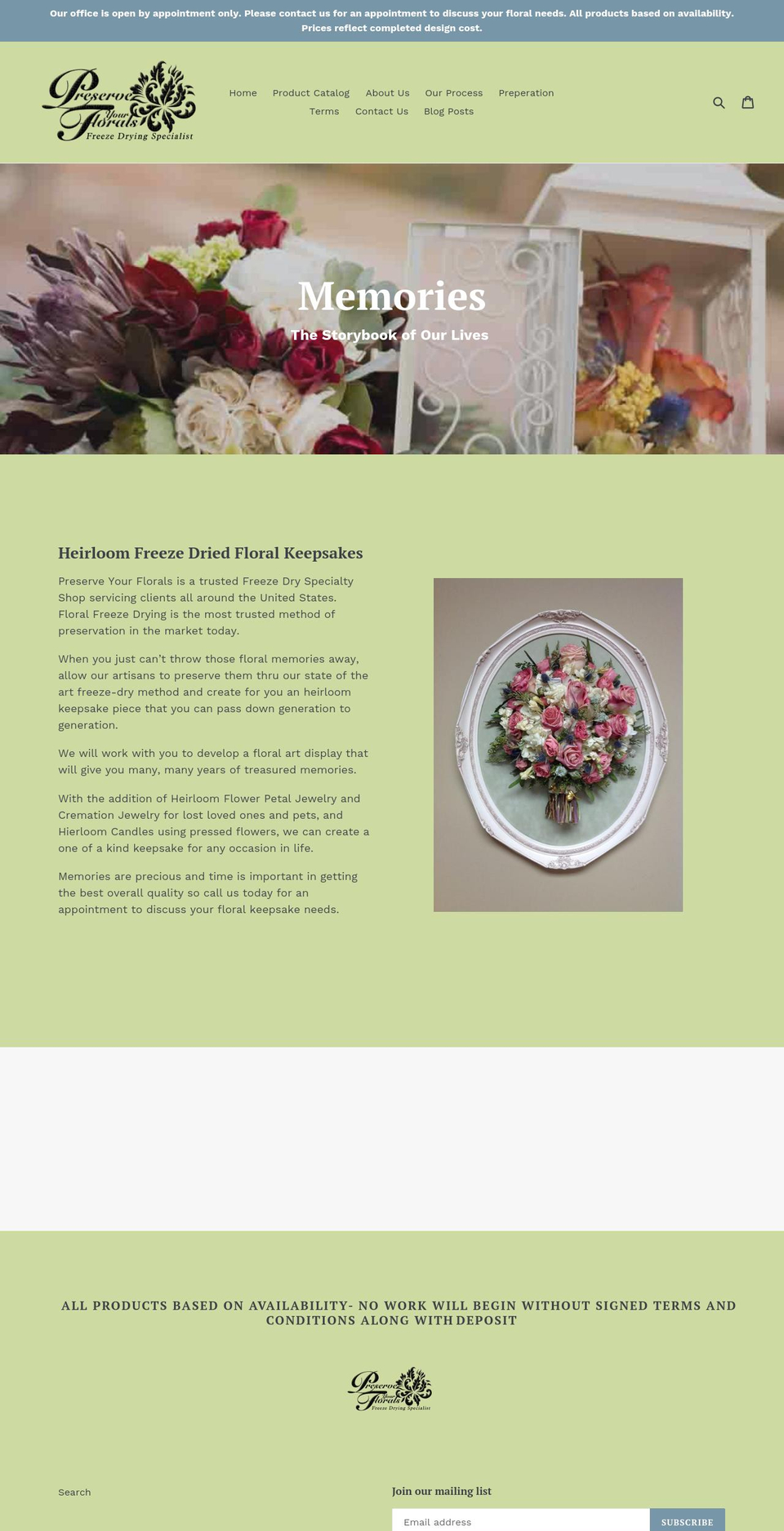 preserveyourflorals.com shopify website screenshot