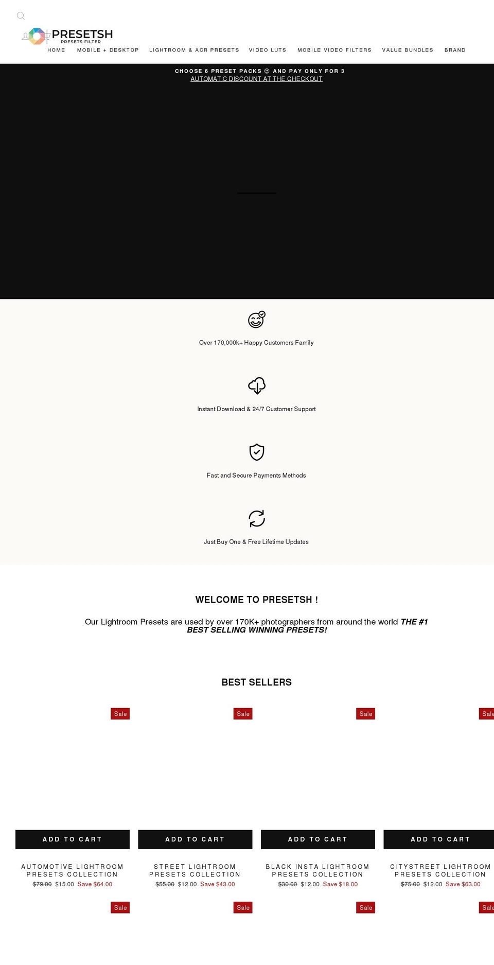 presetsh.com shopify website screenshot