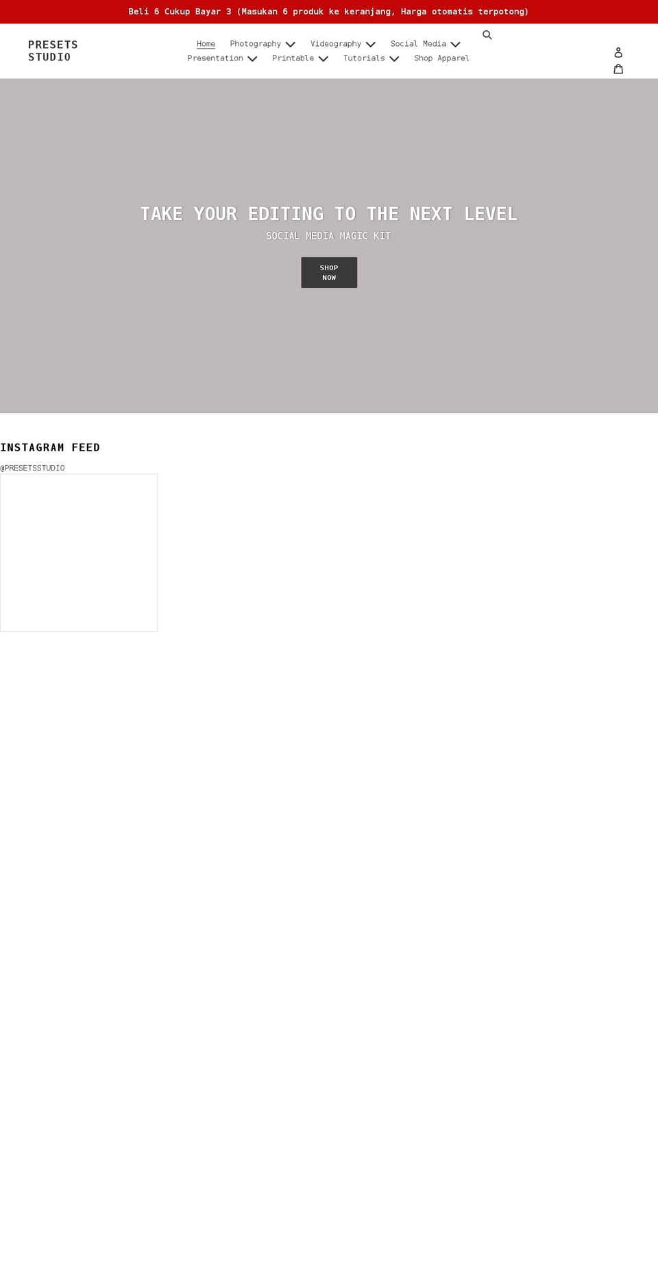 presetsstudio.com shopify website screenshot