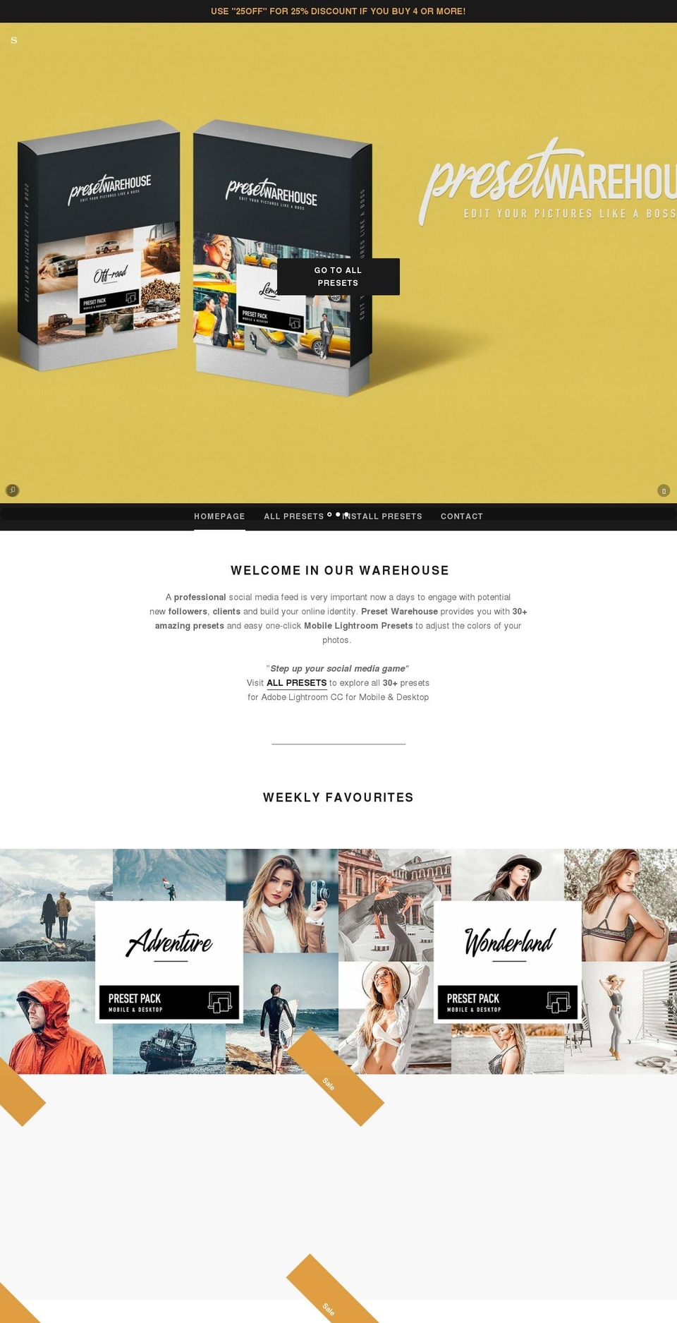 presetwarehouse.com shopify website screenshot