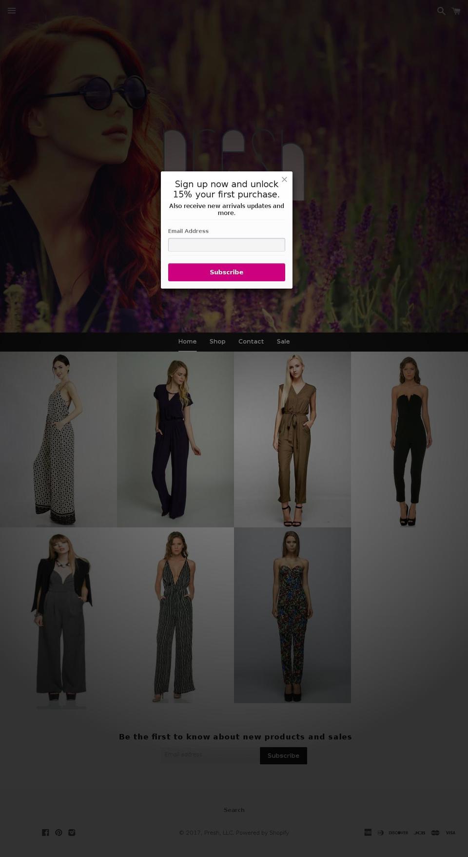 preshonline.com shopify website screenshot