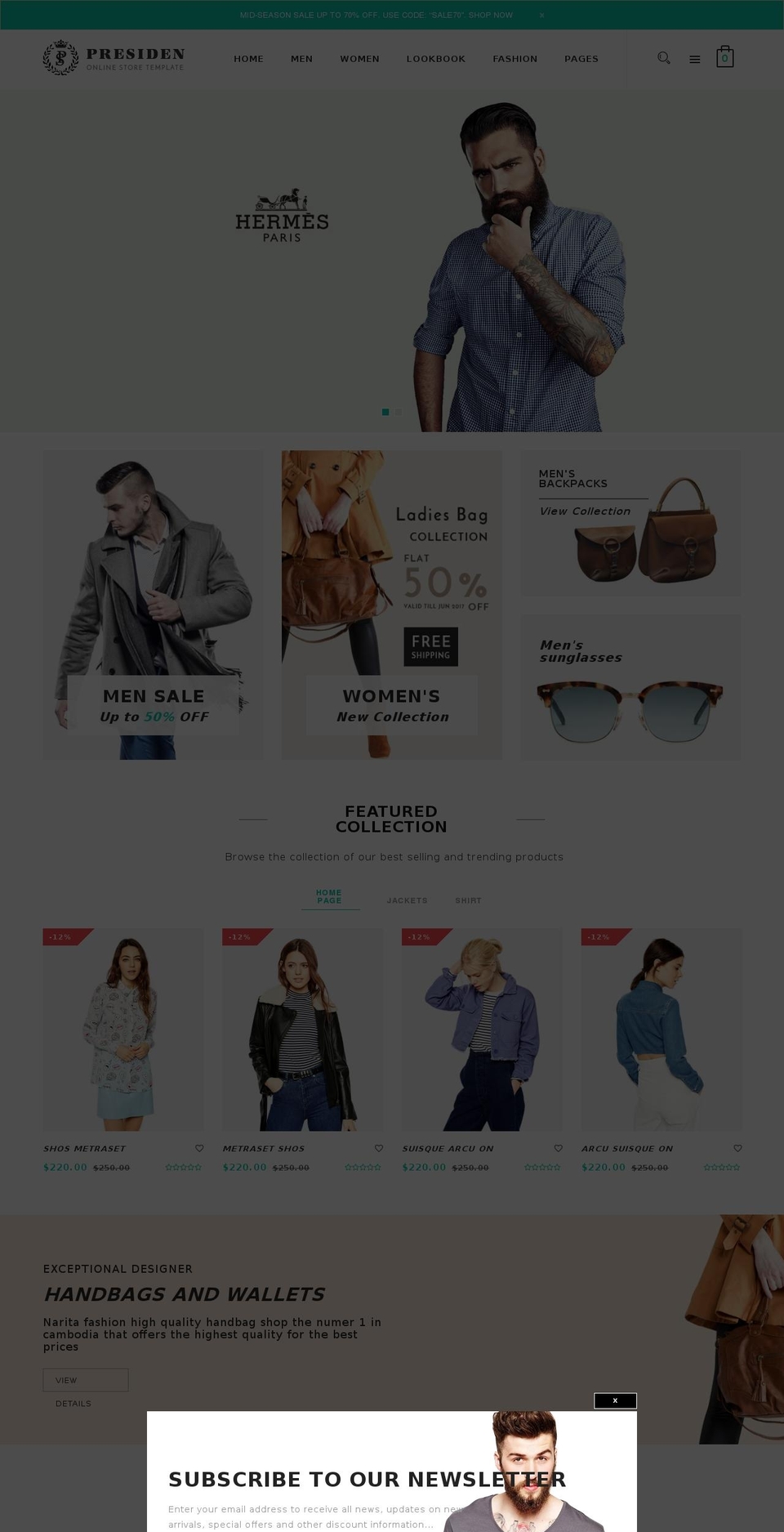 presiden-theme.myshopify.com shopify website screenshot