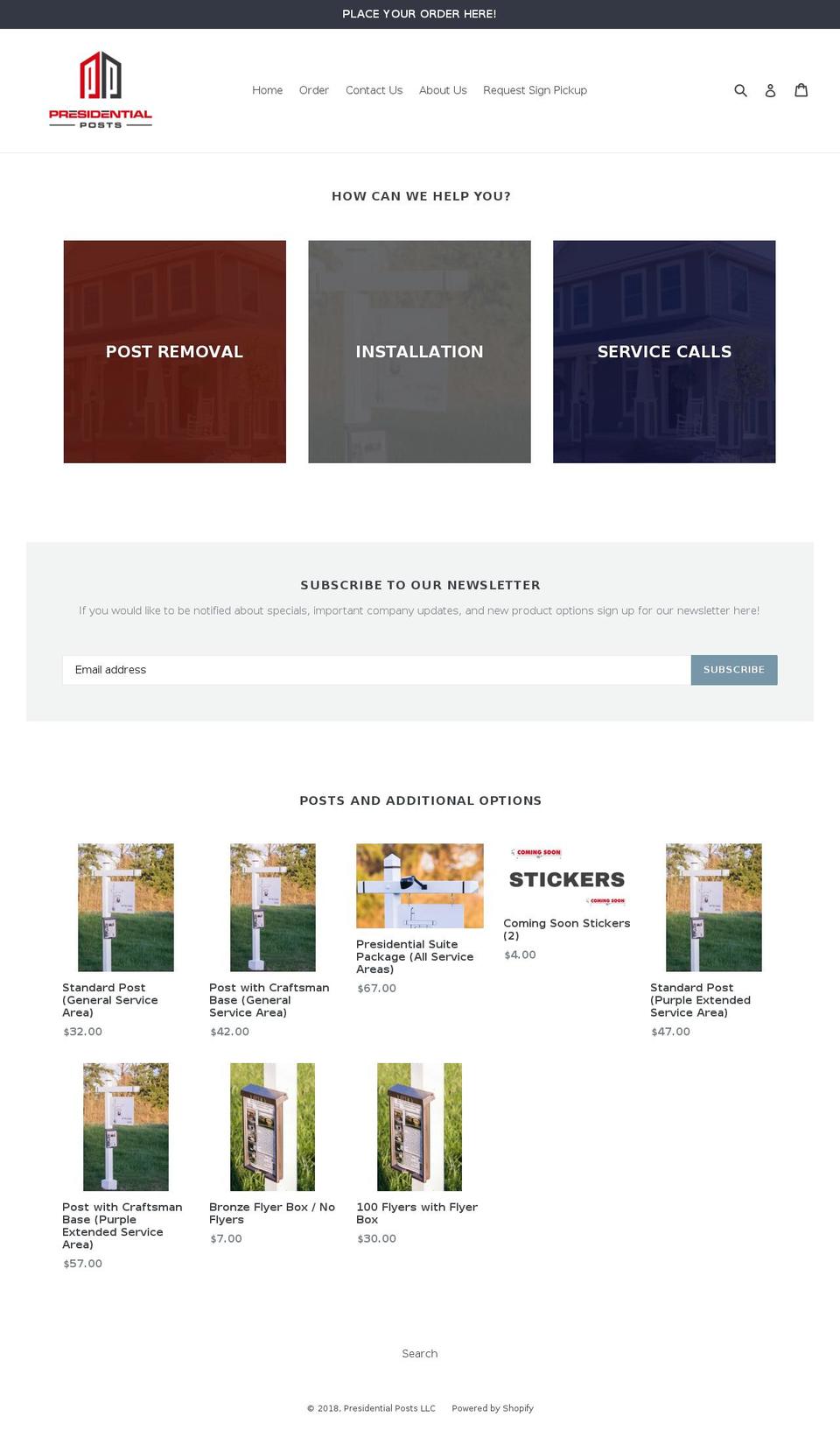 presidential-posts.myshopify.com shopify website screenshot