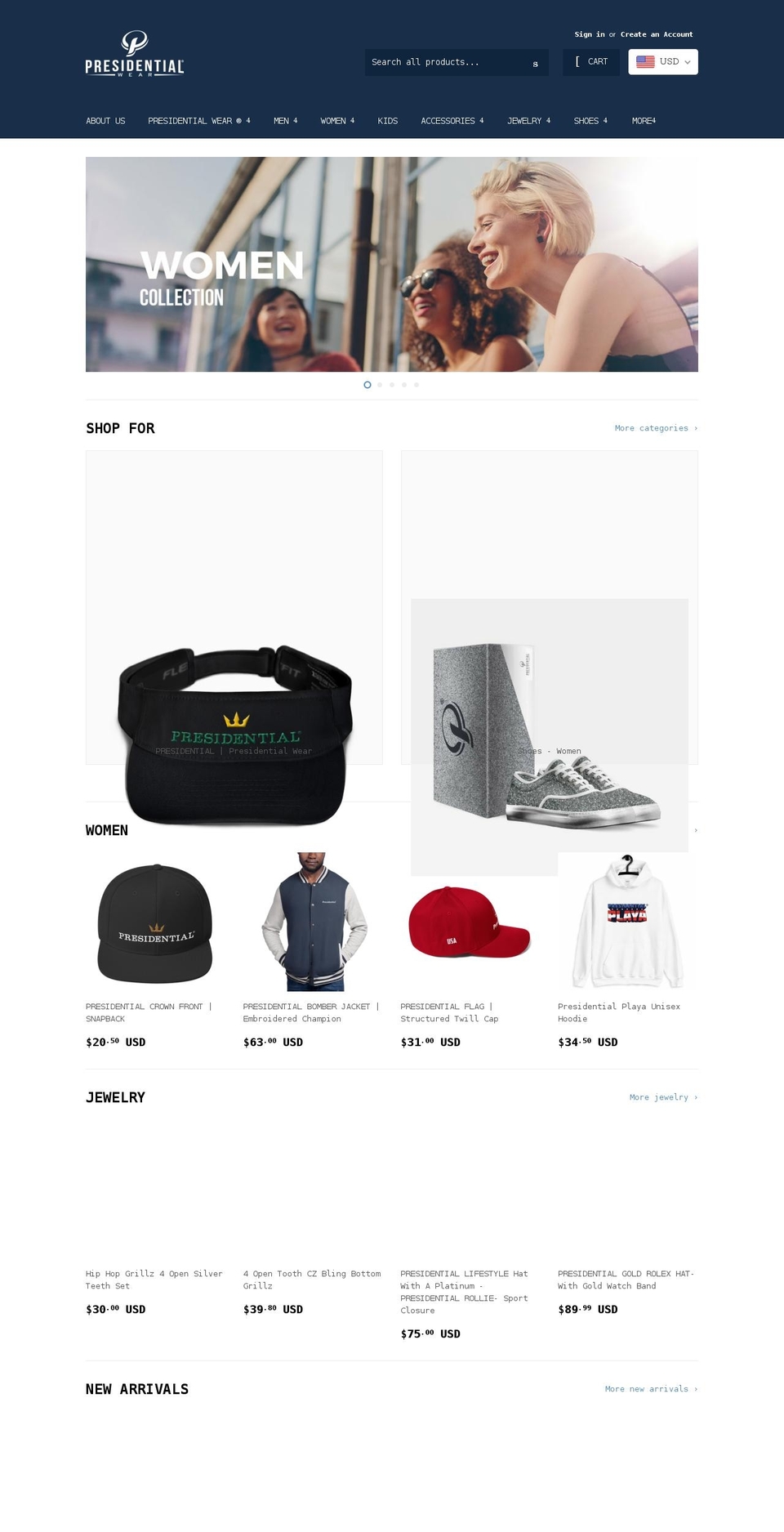 presidentialbaseball.com — Shopify storefront screenshot