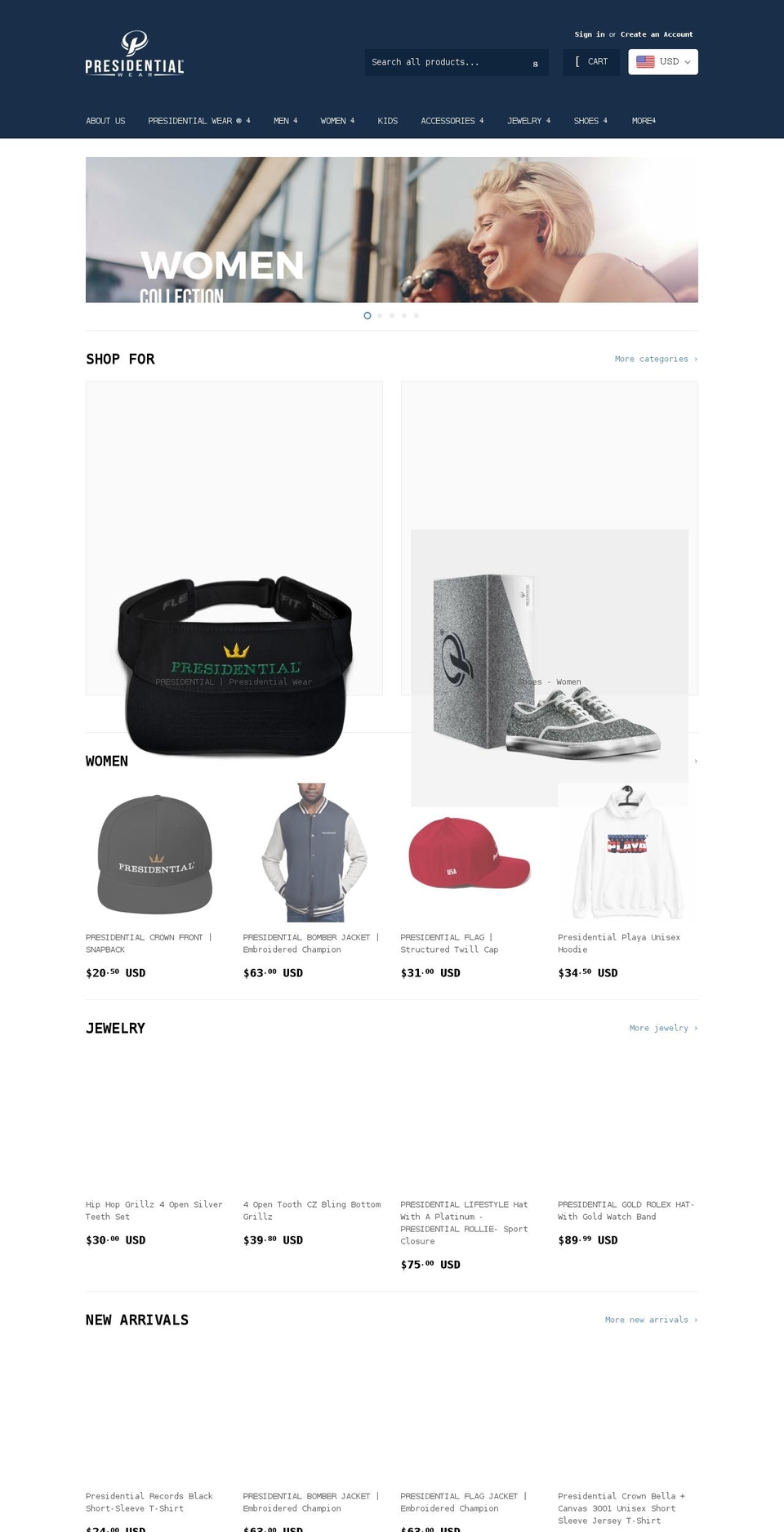 presidentialdistributions.com — Shopify storefront screenshot
