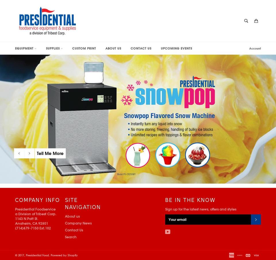 presidentialfood.com shopify website screenshot