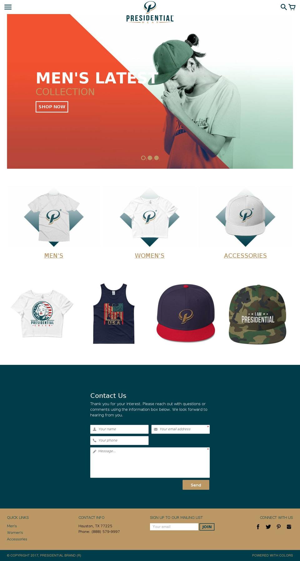 Colors Shopify theme site example presidentiallooks.com