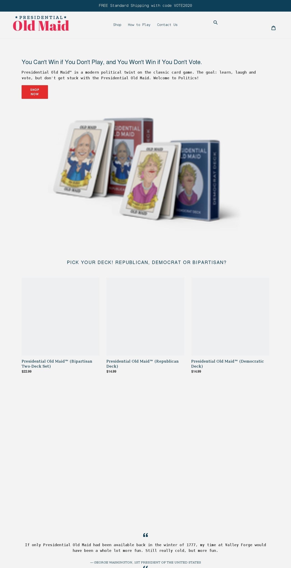 presidentialoldmaid.com shopify website screenshot