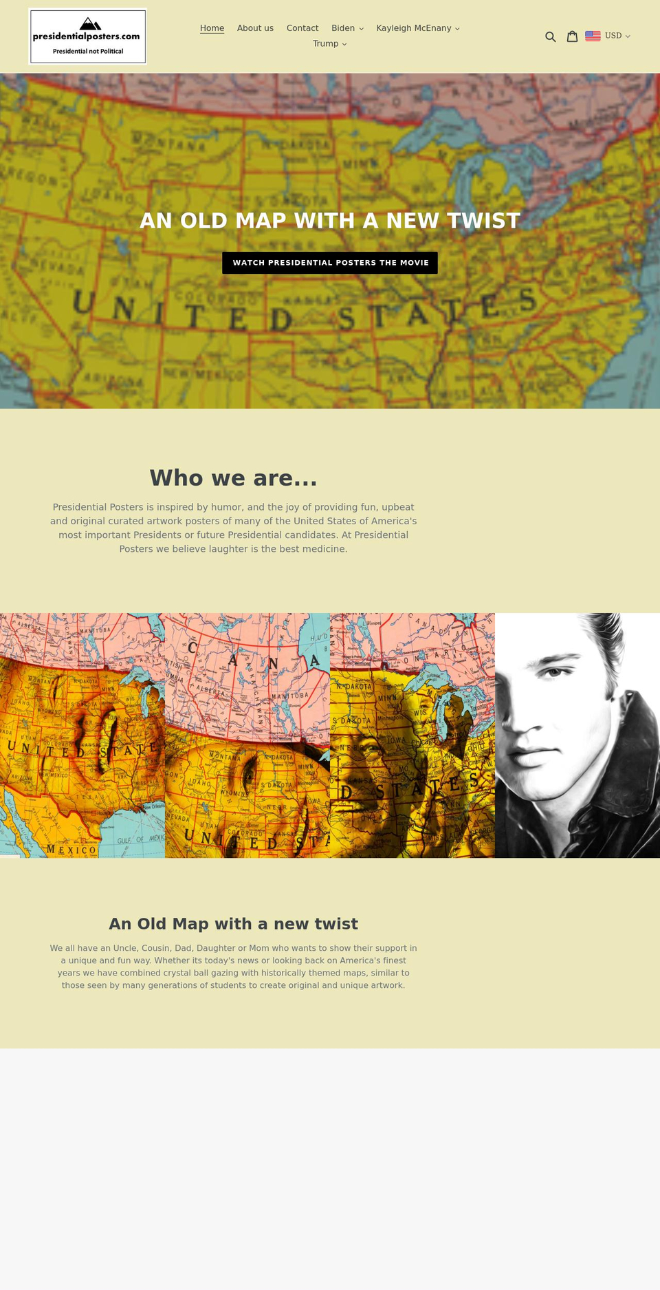presidentialposters.com shopify website screenshot