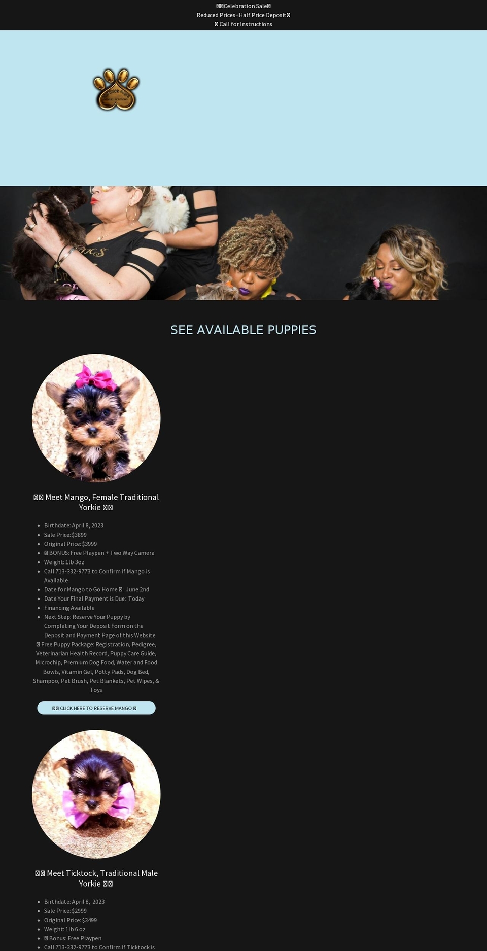 presidentialpuppies.com — Shopify storefront screenshot