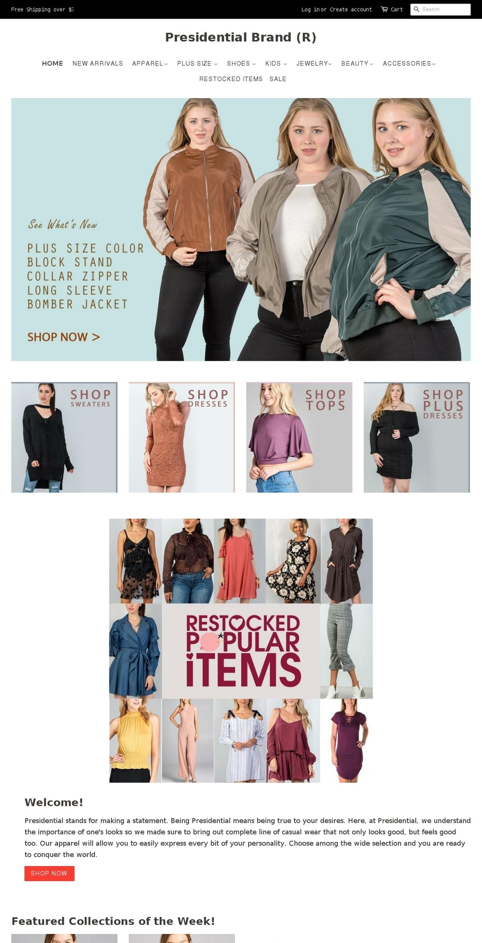 presidentialscollection.com — Shopify storefront screenshot