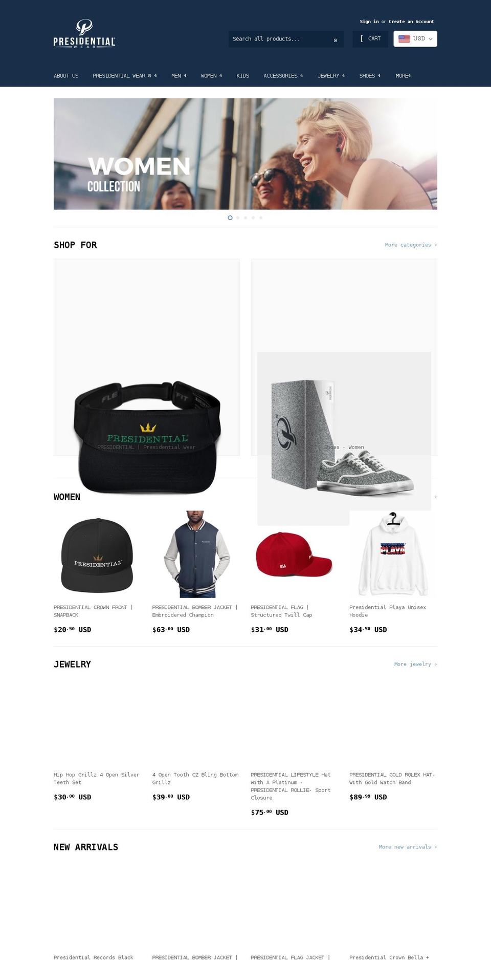 presidentialsdistribution.com — Shopify storefront screenshot
