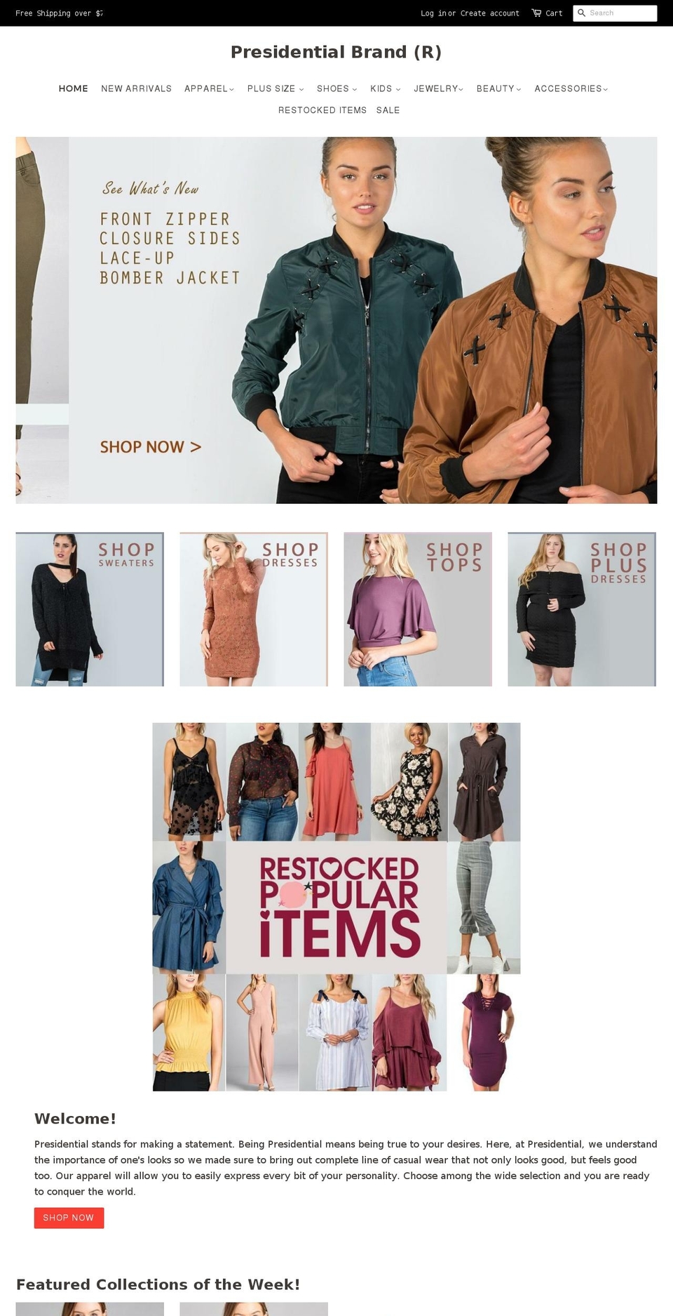 presidentialsstyleonline.com — Shopify storefront screenshot