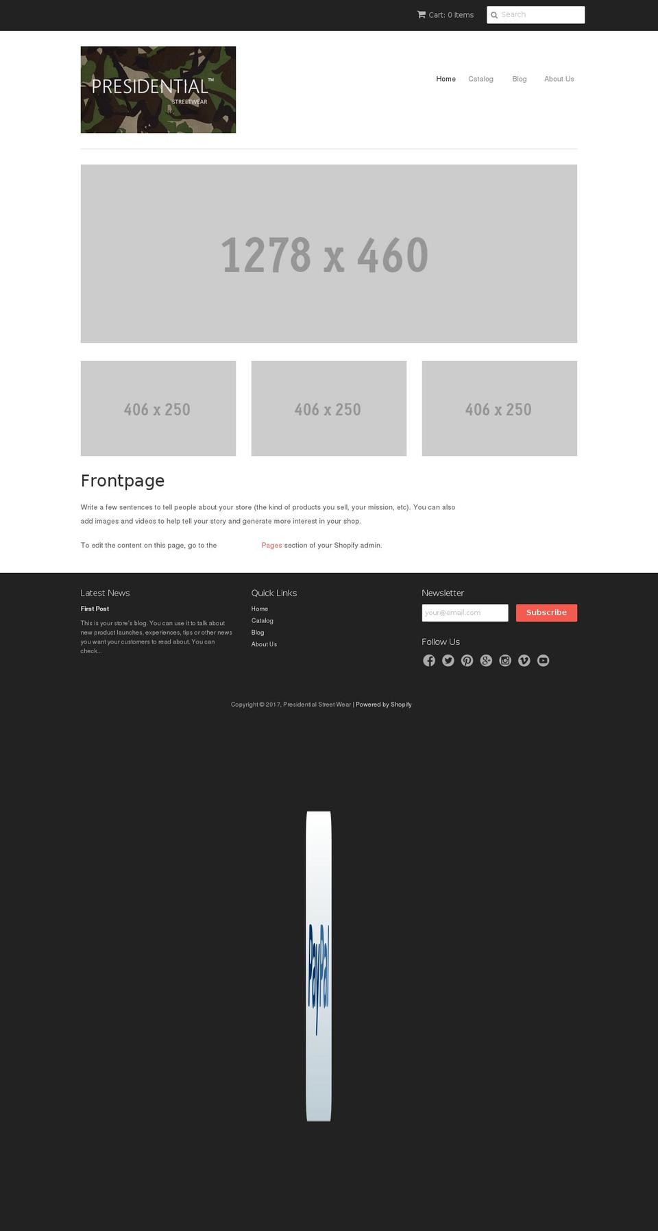 presidentialstreetwear.com shopify website screenshot