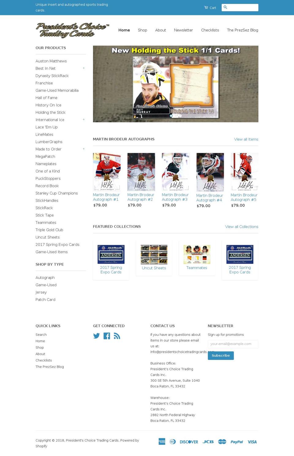 presidentschoicetradingcards.com — Shopify storefront screenshot