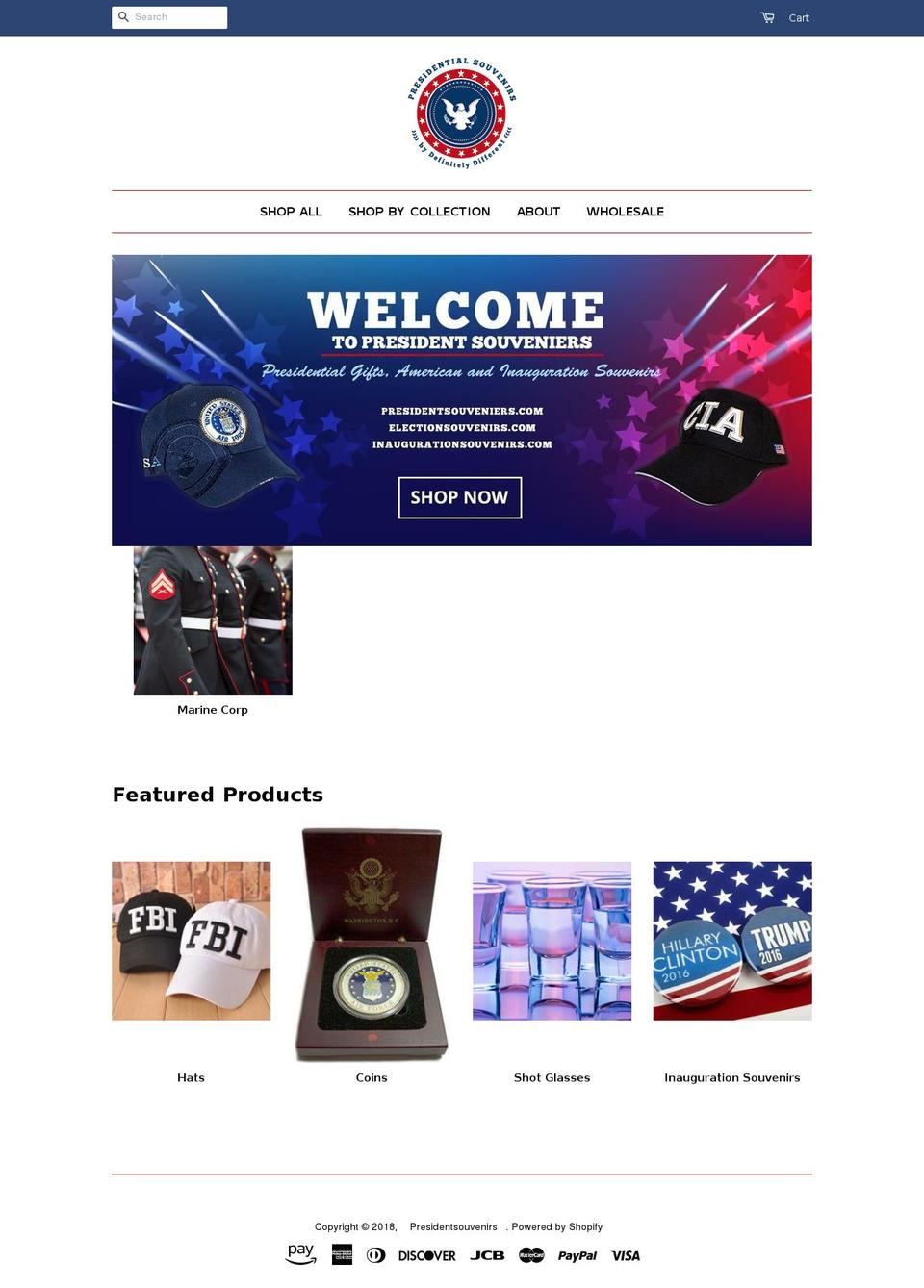 presidentsouvenirs.com shopify website screenshot