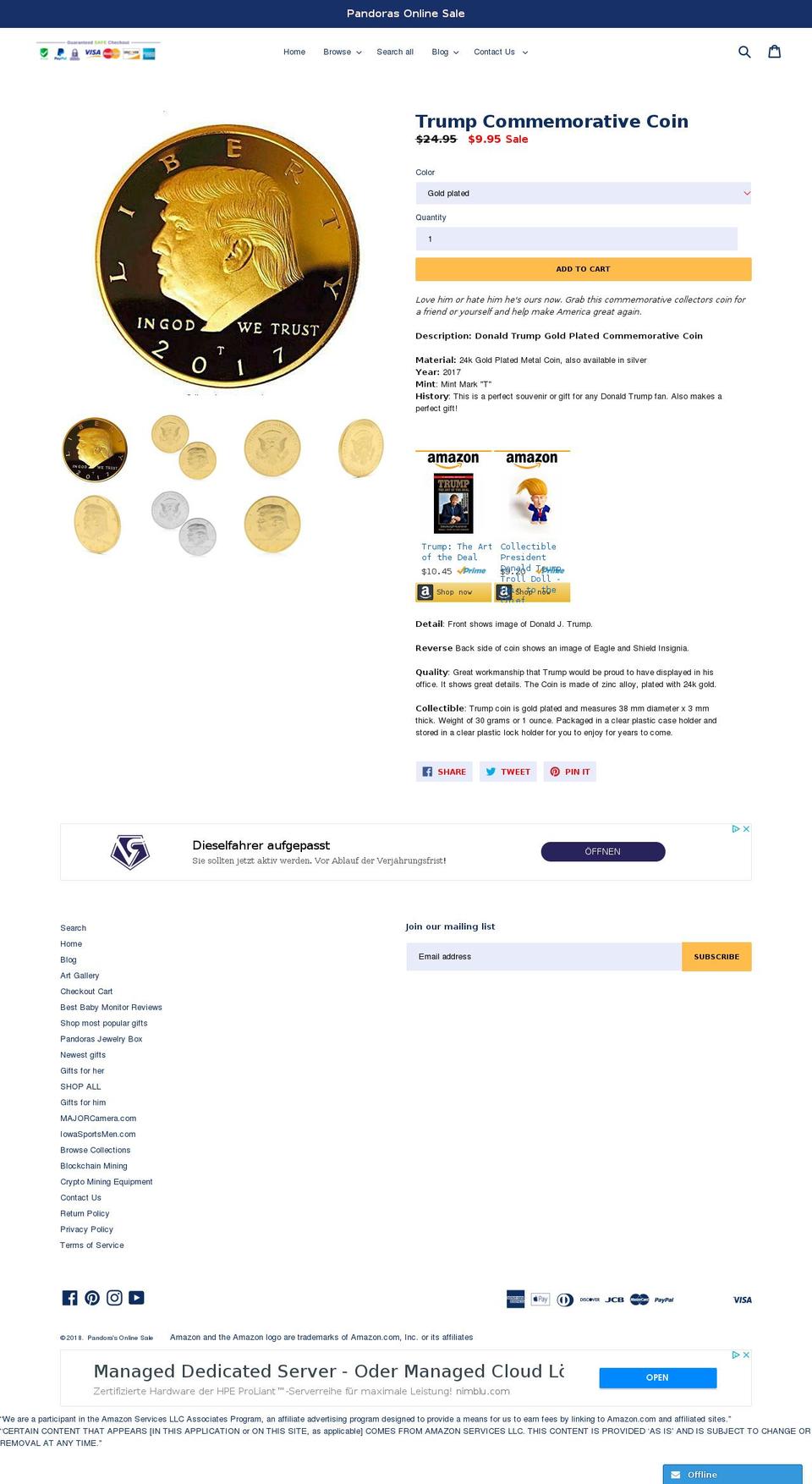 presidenttrumpcoin.com shopify website screenshot