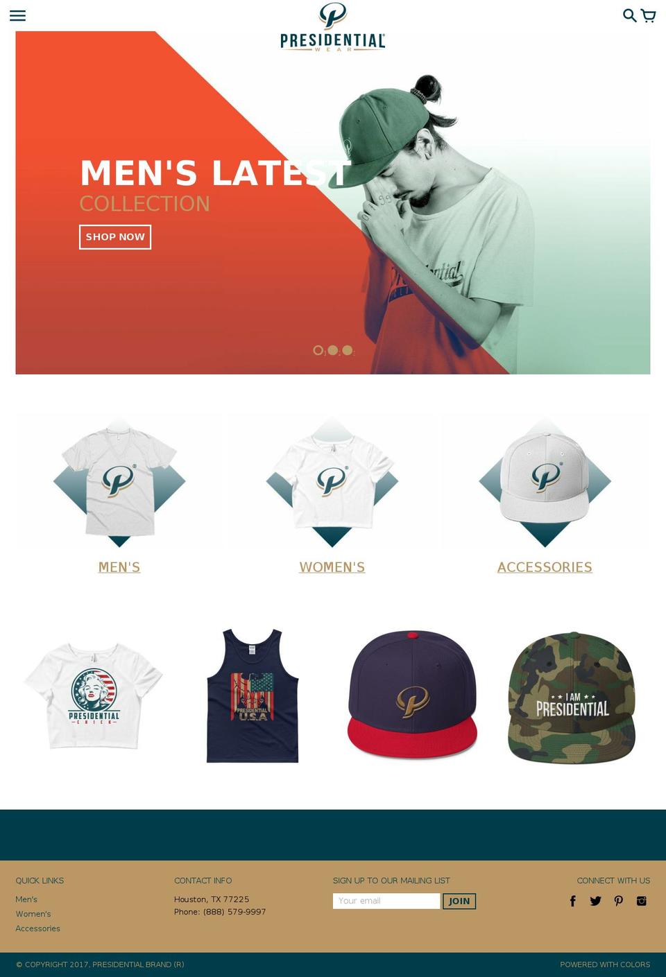 Colors Shopify theme site example presidentwear.com