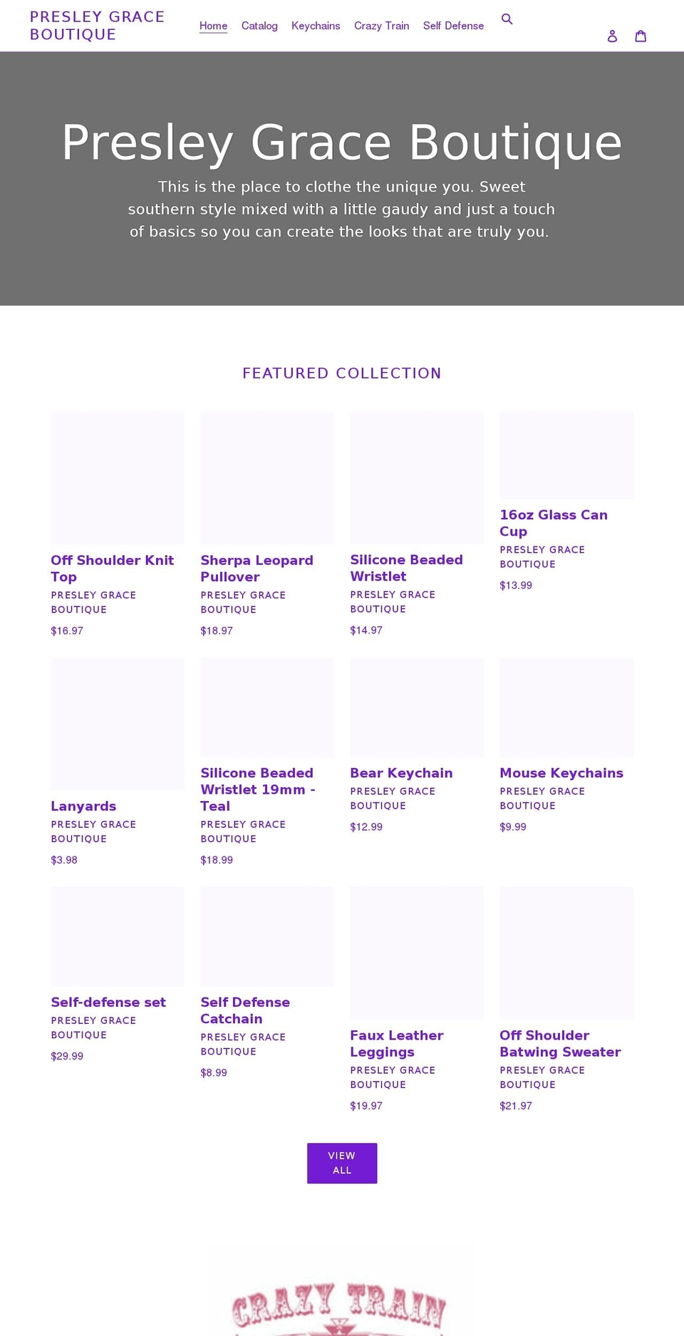 presleygraceboutique.com shopify website screenshot