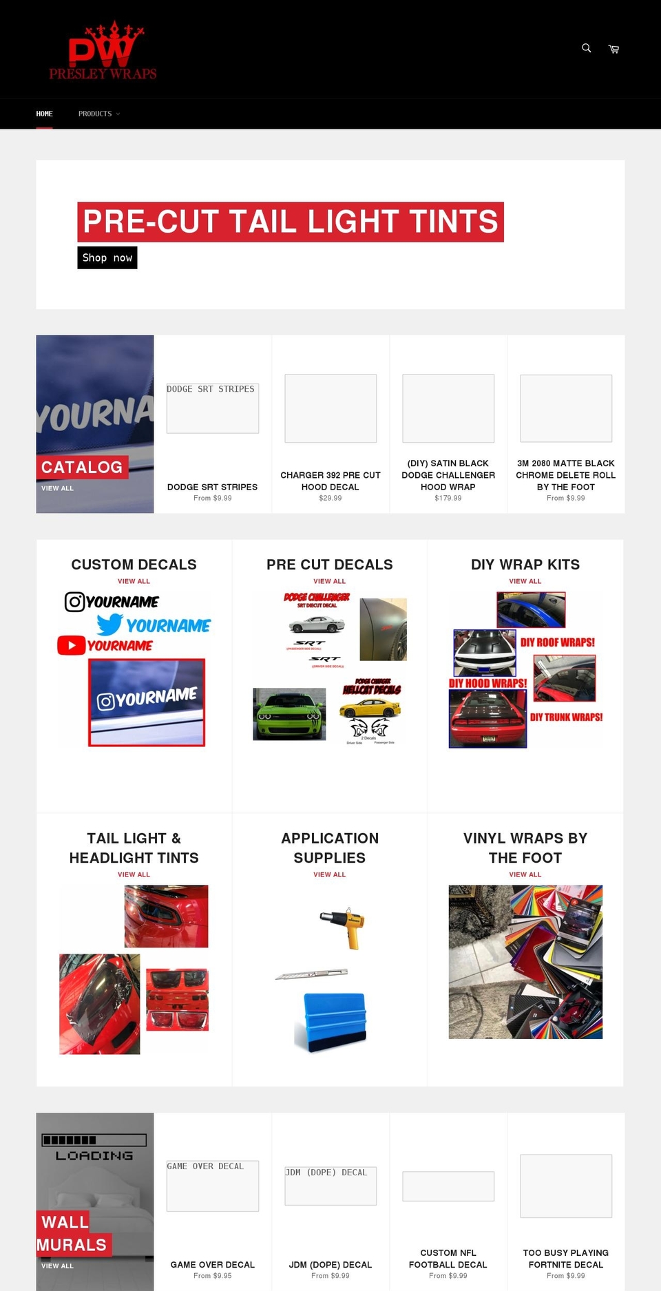 presleywraps.com shopify website screenshot