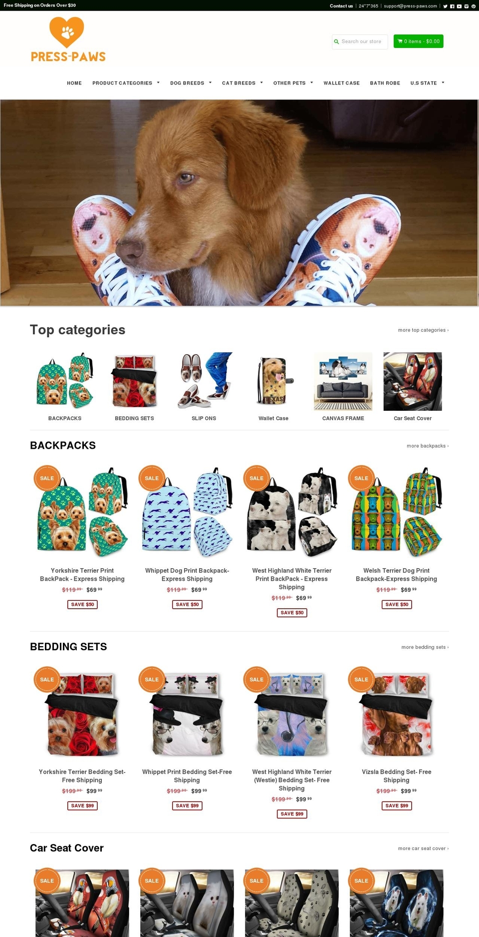 breedbiztheme Shopify theme site example press-paws.com