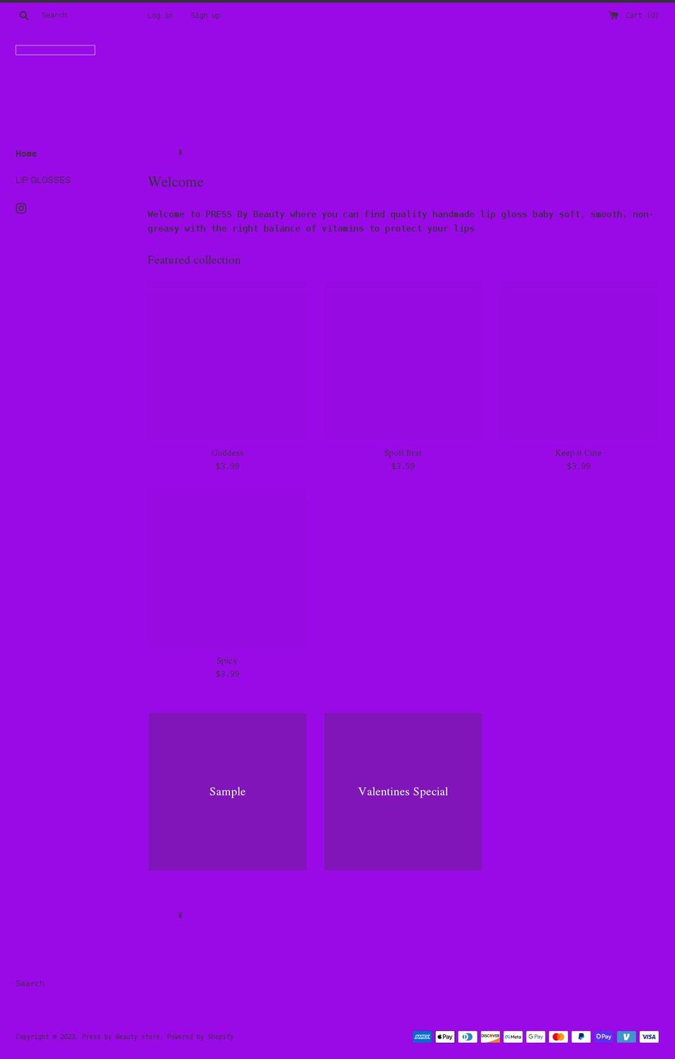 pressbybeauty.com shopify website screenshot