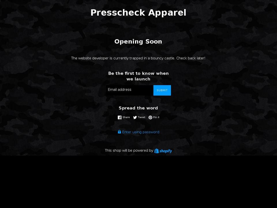 presscheckapparel.com — Shopify storefront screenshot