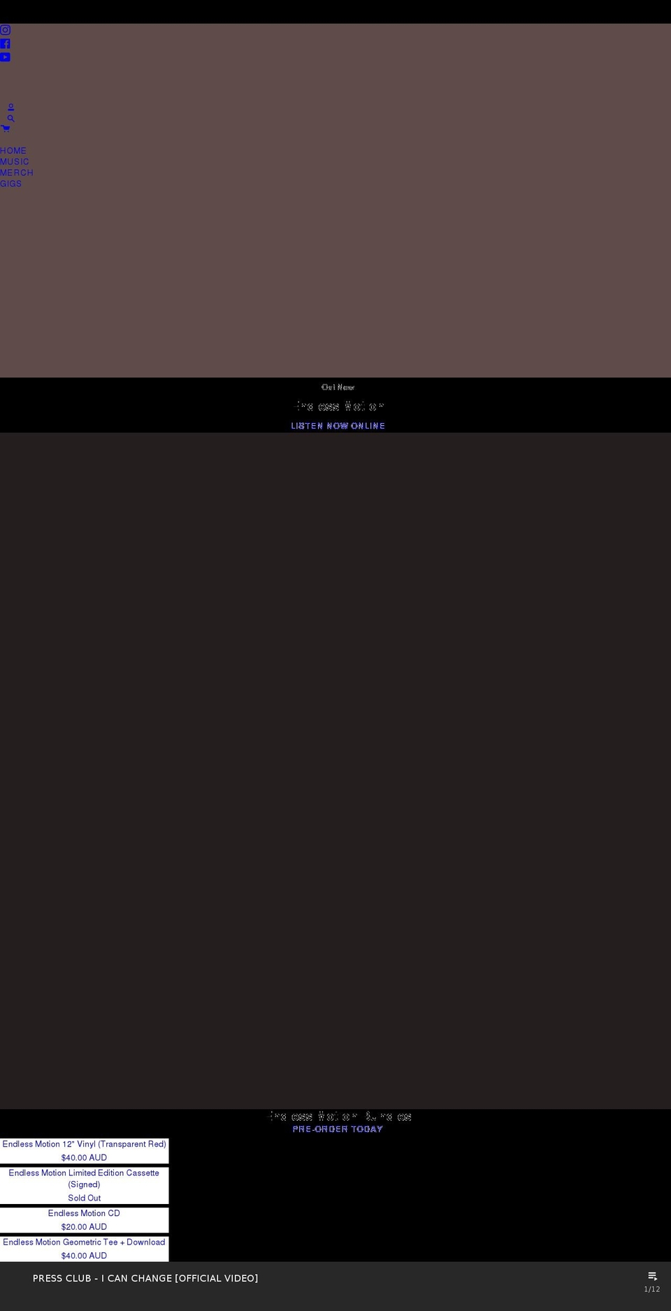 pressclubmusic.com shopify website screenshot