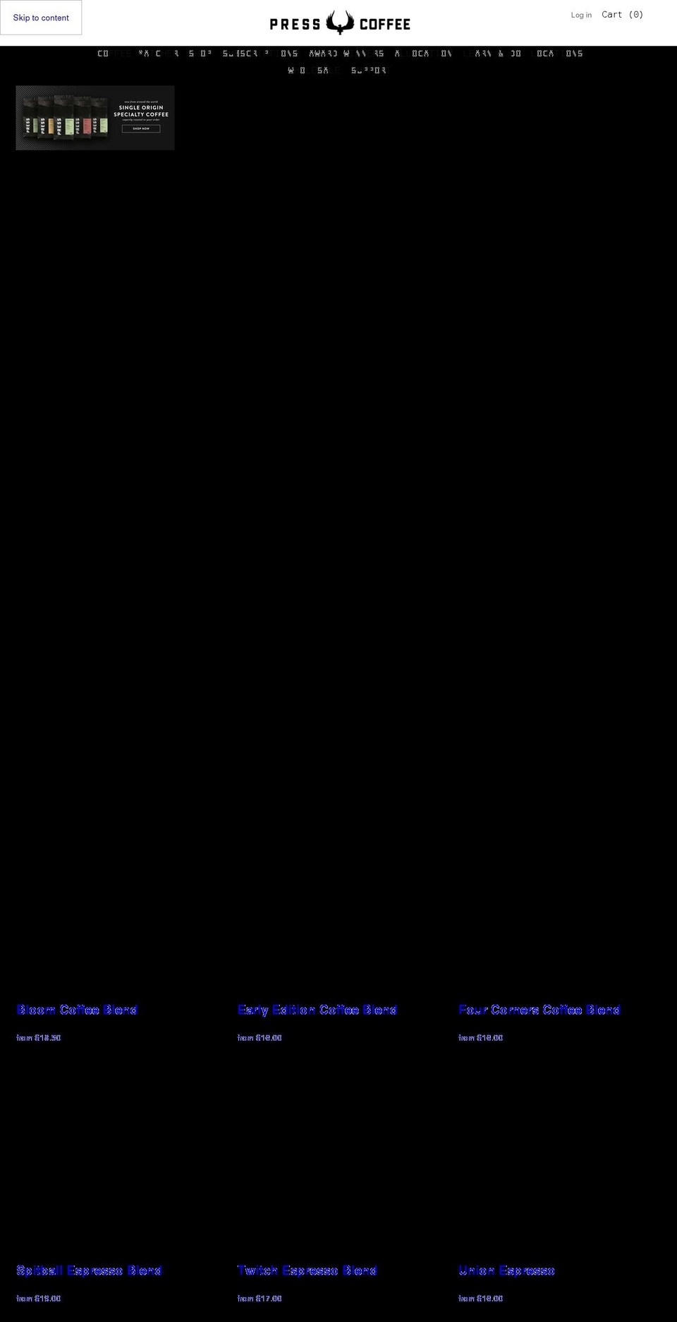 presscoffee.com shopify website screenshot