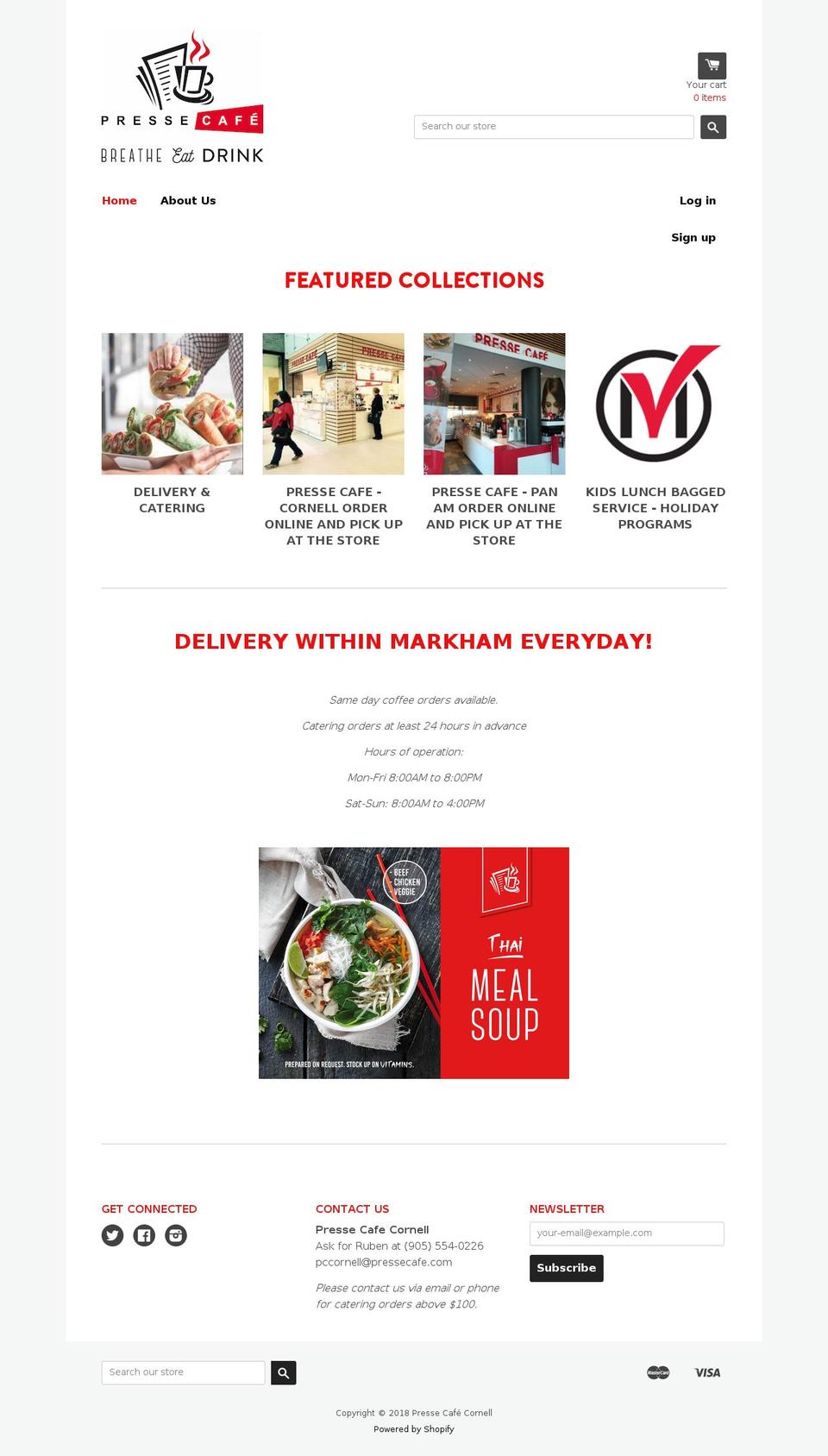 pressecafemarkham.com — Shopify storefront screenshot