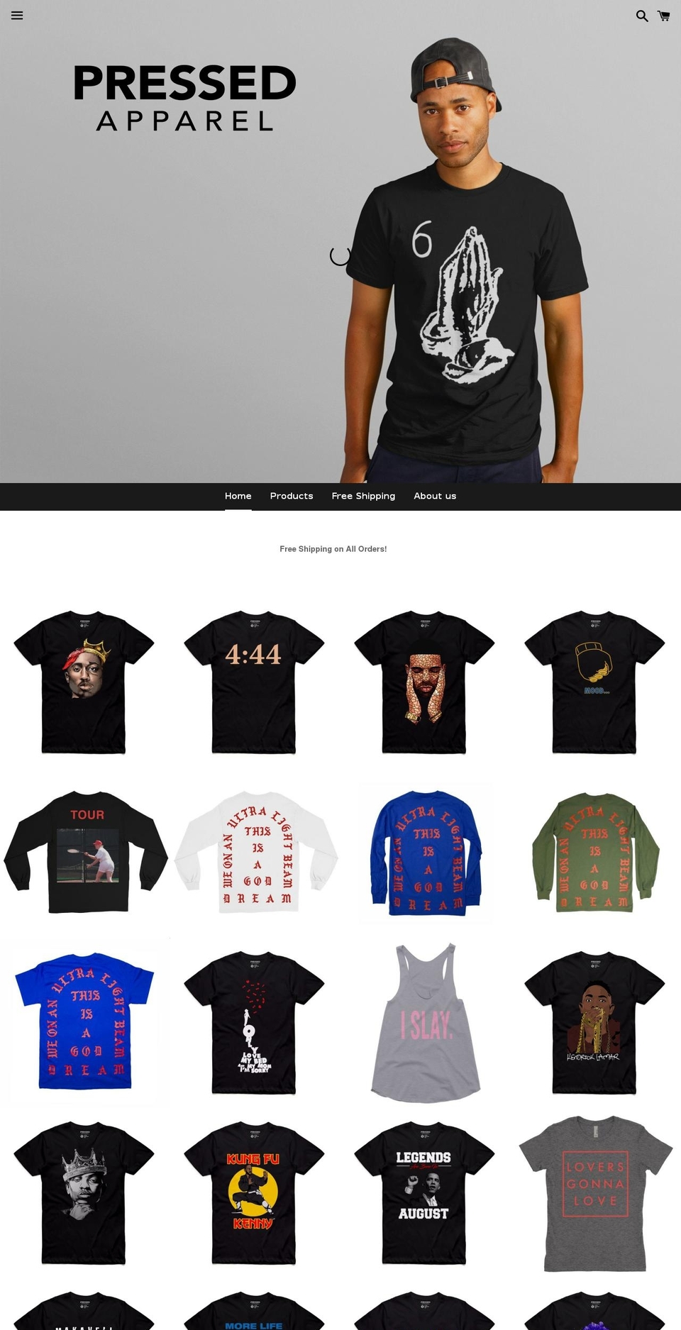 pressedapparel.net shopify website screenshot