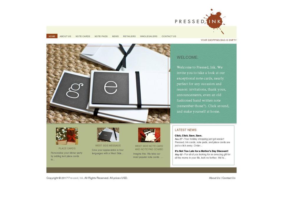 pressedink.com shopify website screenshot